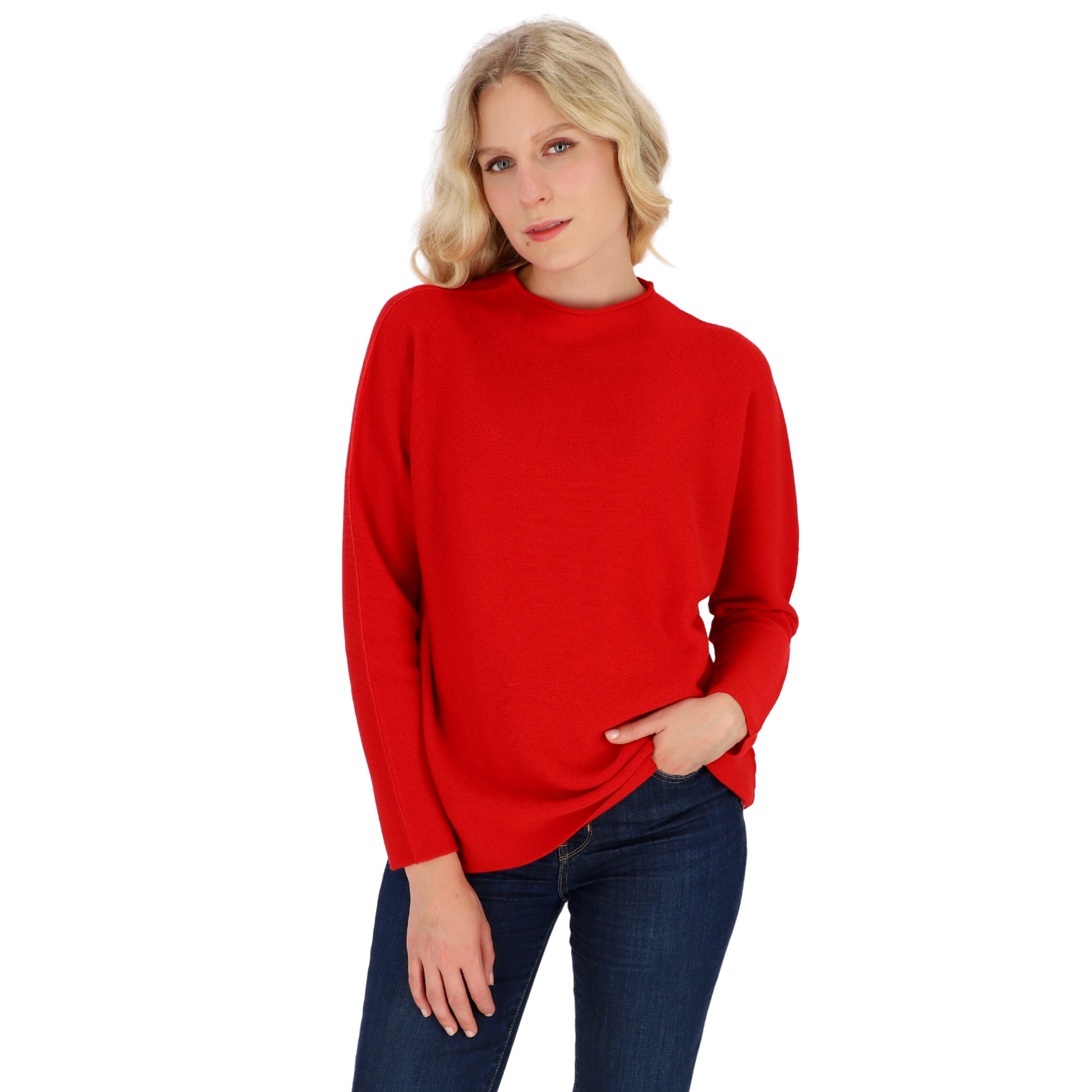 halsüberkopf Accessoires Strickpullover Strickpullover mit Stehkragen aus Merinowolle