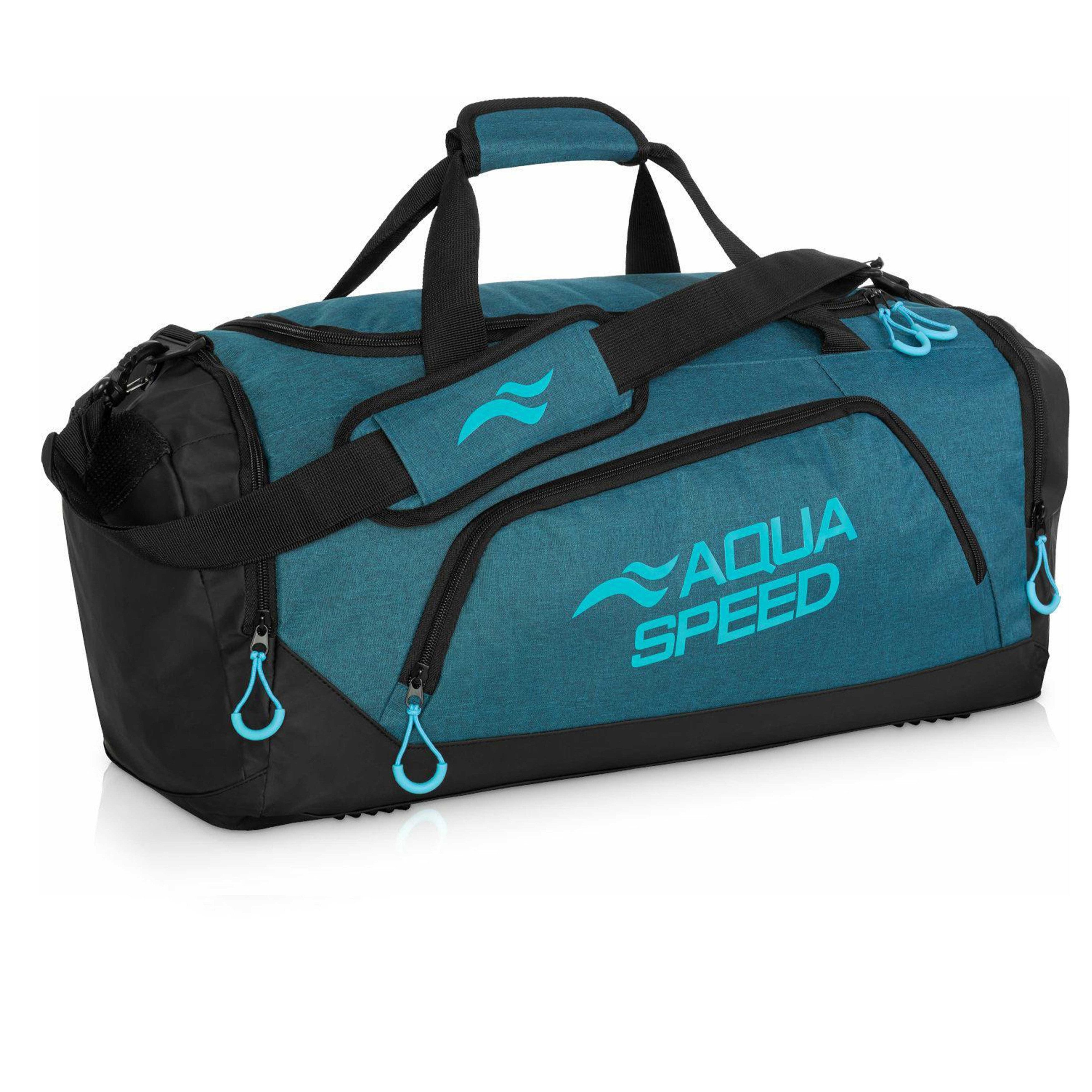 Aqua Speed Sporttasche Duffle Bag L 42L Training Fitness Schwimmen Pool Öffnung 27 (Fitness Tasche mit breiter U Öffnung für schnellen Zugriff oben), Klettgriff erleichtert Transport auch bei voller Beladung