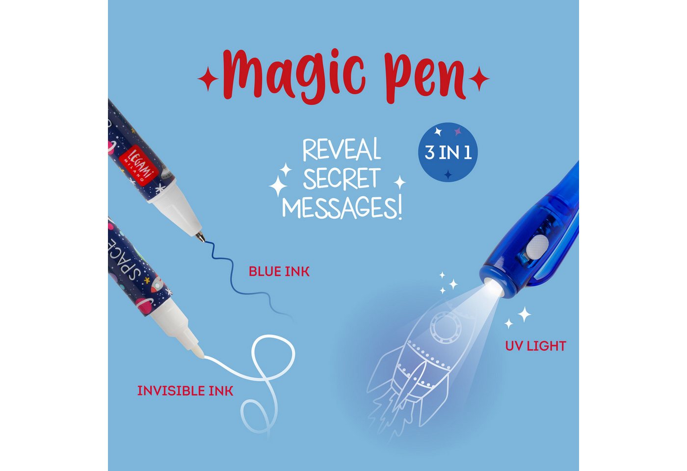 Thumbnail - Legami Gelroller Legami Stift mit Unsichtbarer Tinte Magic Pen Space Weltall