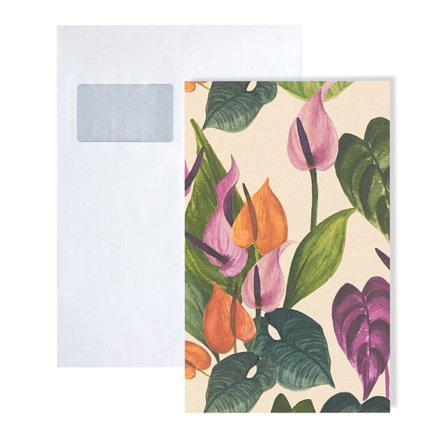 Profhome Vliestapete 1 MUSTERSTÜCK S-782101-GU DIN A4 MUSTER der Blumen Tapete, (1 Musterblatt, ca. A5-A4), elfenbeinfarben