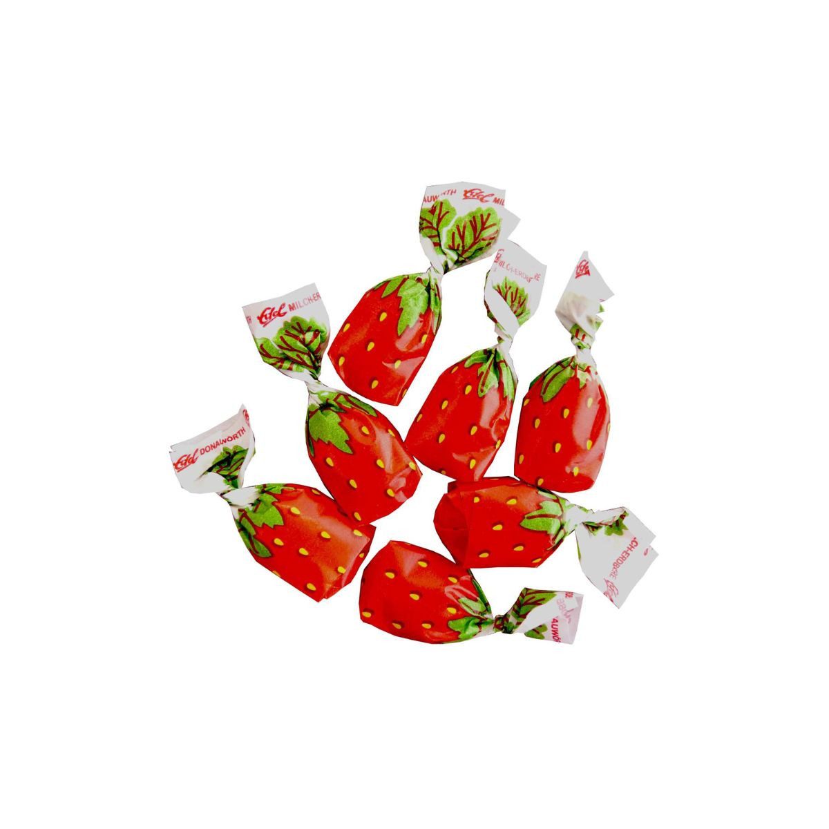 Edel Süßigkeit, Edel Vollmilch Erdbeere Bonbons mit Fruchtmark einzeln gewickelt 100g