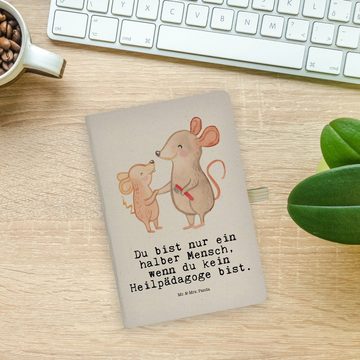 Mr. & Mrs. Panda Notizbuch Heilpädagoge Herz - Transparent - Geschenk, Adressbuch, Kindergarten, Mr. & Mrs. Panda, Handgefertigt