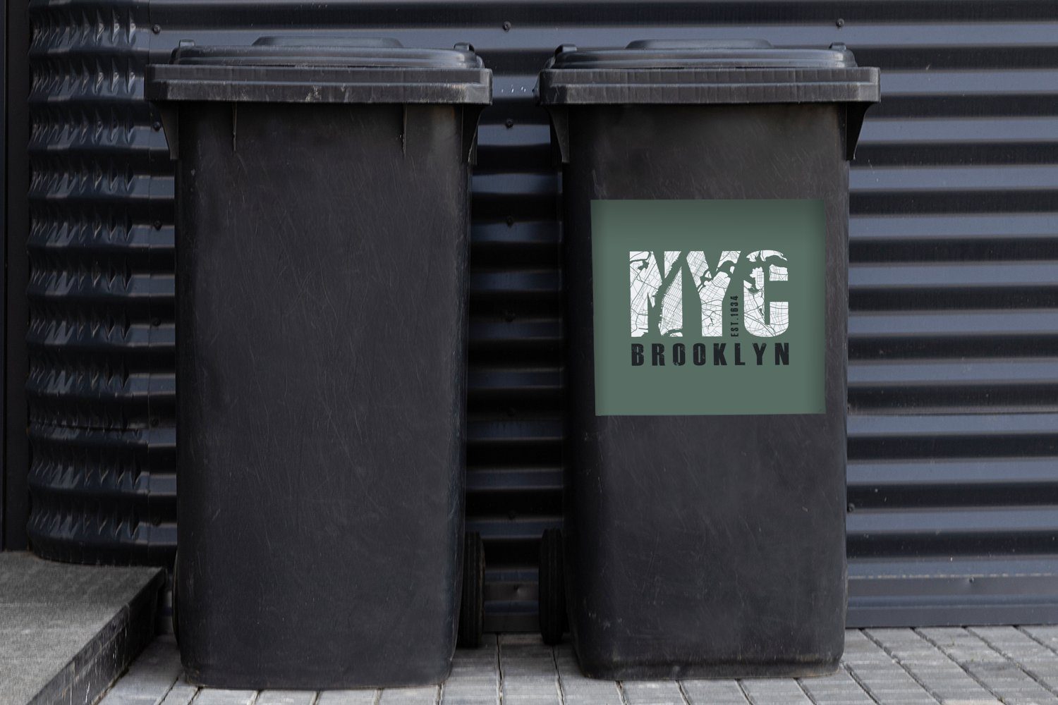 Abfalbehälter New Container, (1 Mülleimer-aufkleber, Karte - Mülltonne, Grün MuchoWow Sticker, York Wandsticker St), -