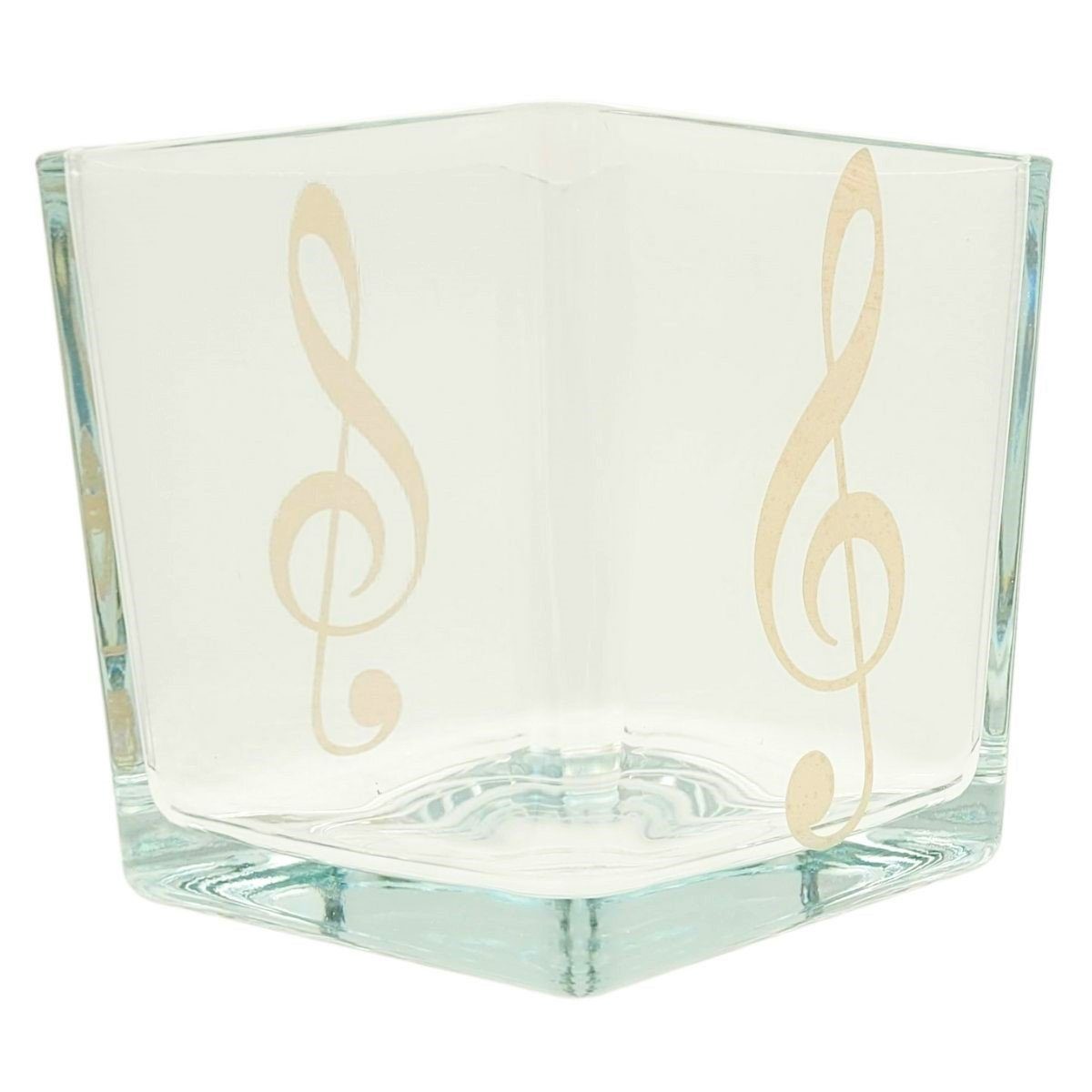 Musikboutique Dekovase, Glas-Vase mit goldenem Violinschlüssel