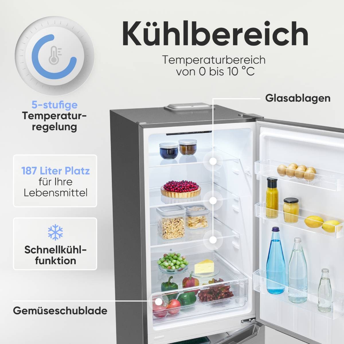 BOMANN Kühl-/Gefrierkombination KG 7369, 176 cm hoch, 54 cm breit, Energieklasse C, 176cm, LowFrost – Bild 4 von 5
