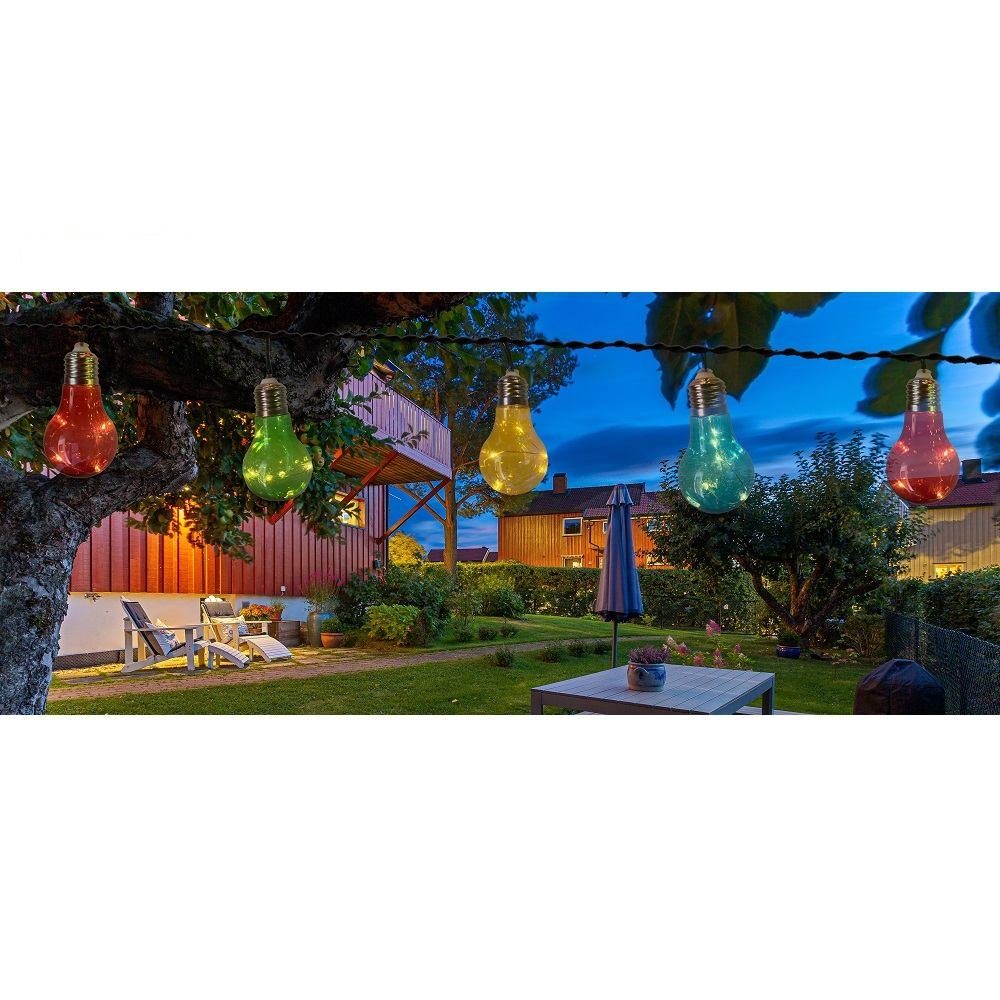 Seasonals LED-Lichterkette 1019 Solar LED Lichterkette "Mini-Bulby" bunt 10 Kunstst. Birnen 190cm