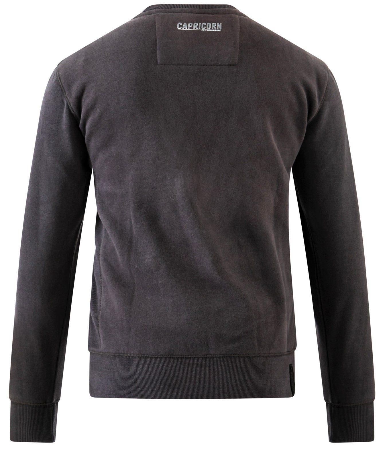 5XL, Rockwear Sweatshirt Capricorn Rubberprint eingenähter S Größen von darkgrey Seitlich vintage Dulais bis Rippstoff, Mit