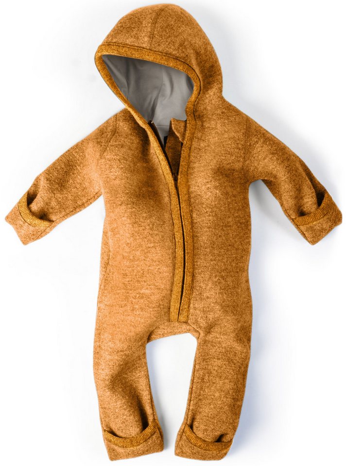 Ehrenkind Overall Walkoverall Baby aus Merino Schurwolle mit Reißverschluss (Safran, Gr. 50-56) Wollwalk Overall Baby 50/56