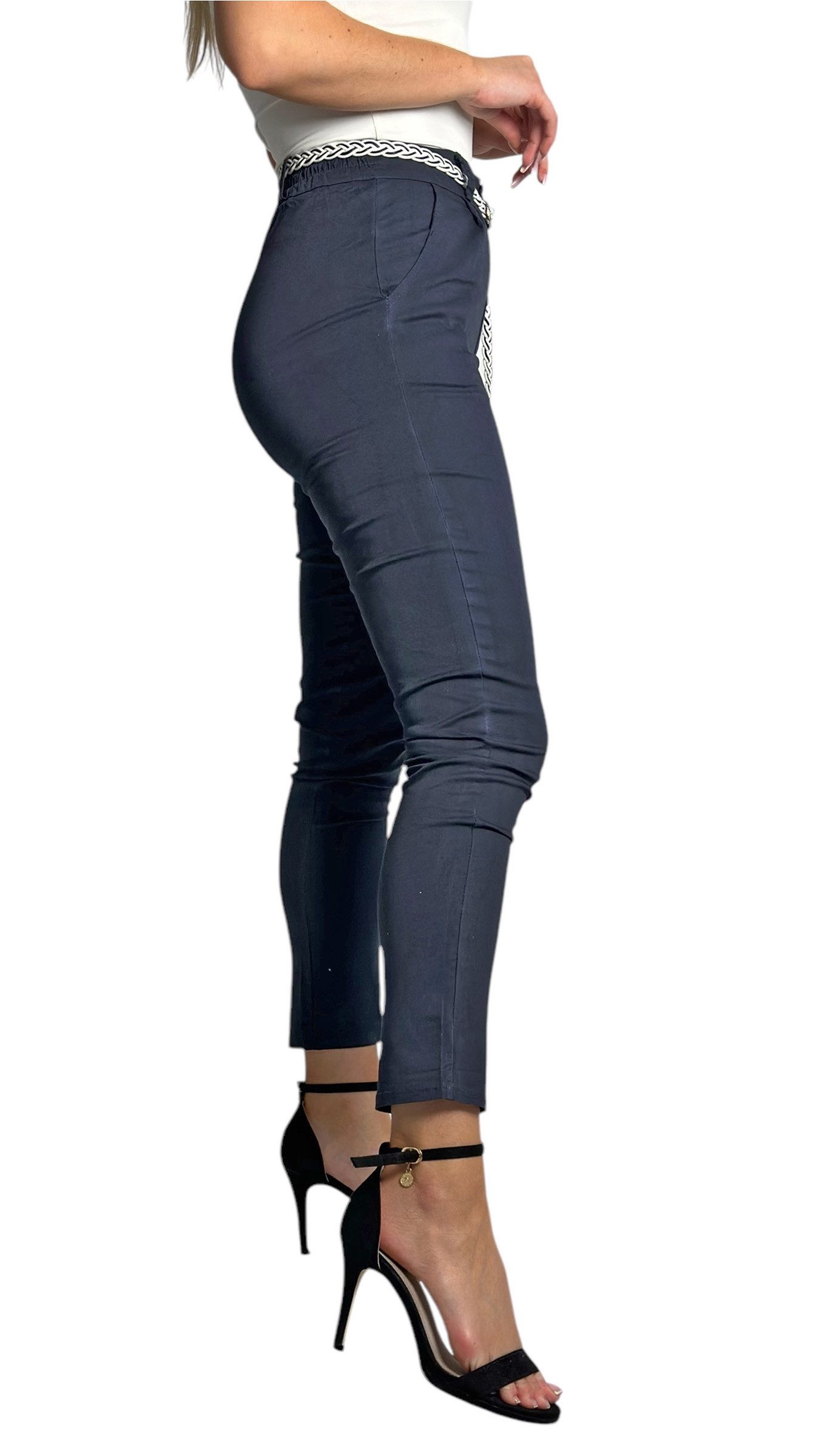 Mississhop Chinohose Damen Hose Baumwolle Hose mit Gürtel M.369 günstig online kaufen