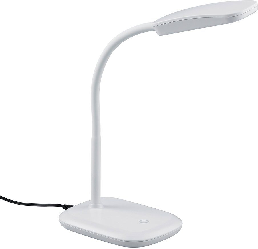 TRIO Leuchten LED Tischleuchte Boa, Schreibtischlampe, Touch Flexarm Warmweiß, fest integriert, weiß, verstellbarer Dimmer, LED warmweiß