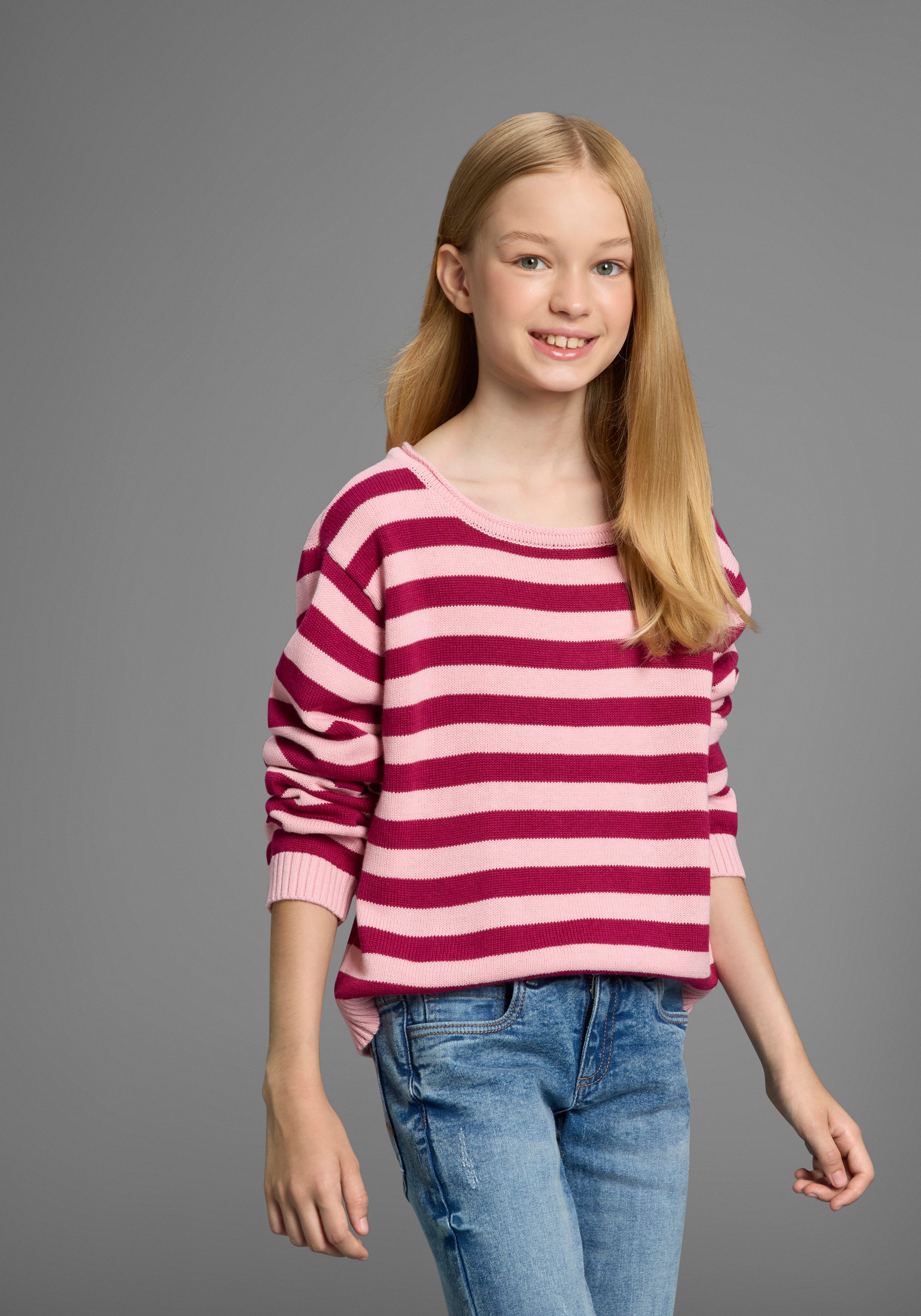KIDSWORLD Strickpullover Ringelpullover Ringelpullover mit Rollsaum