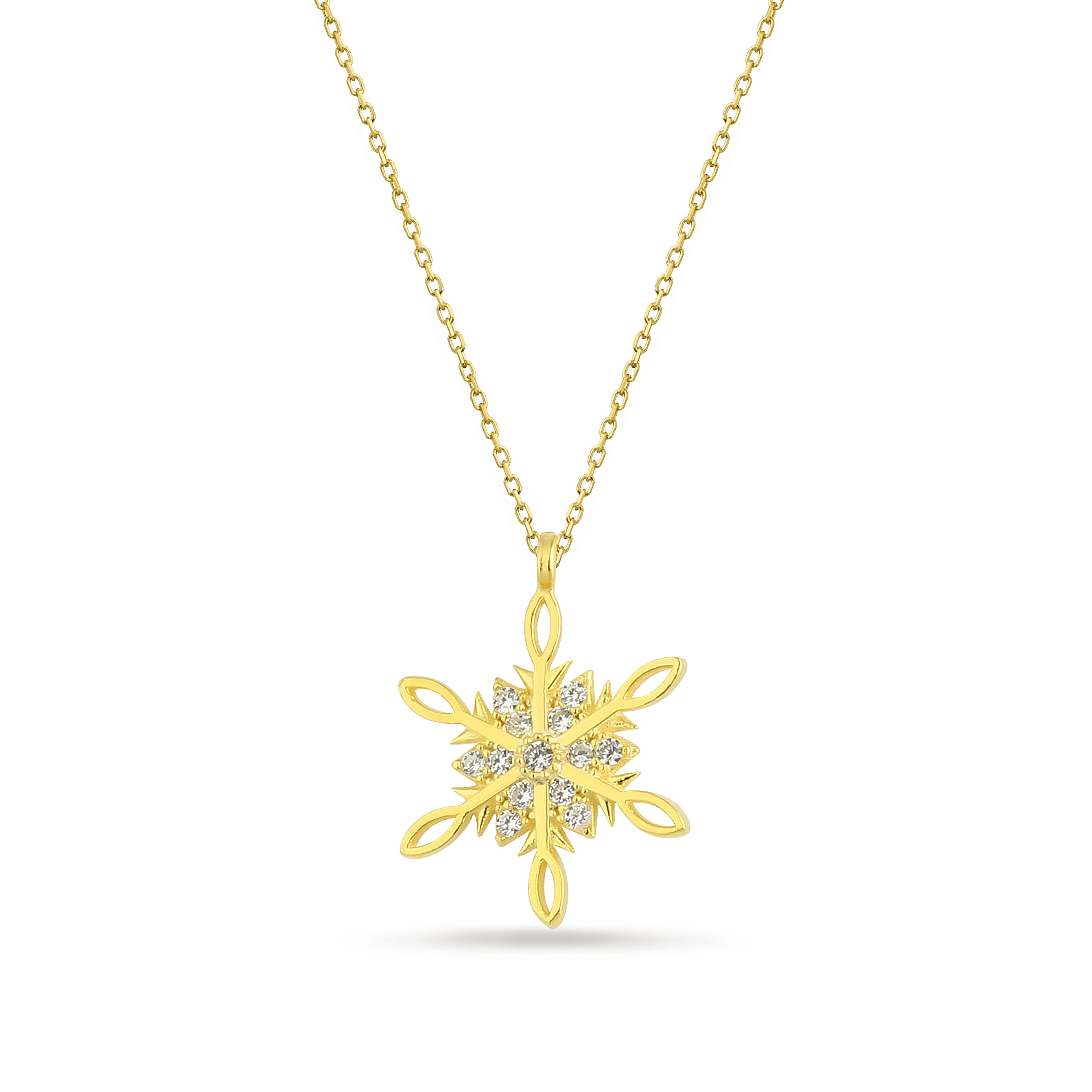 Kette mit Anhänger Halskette mit Schneeflocke Anhänger Misty Gold