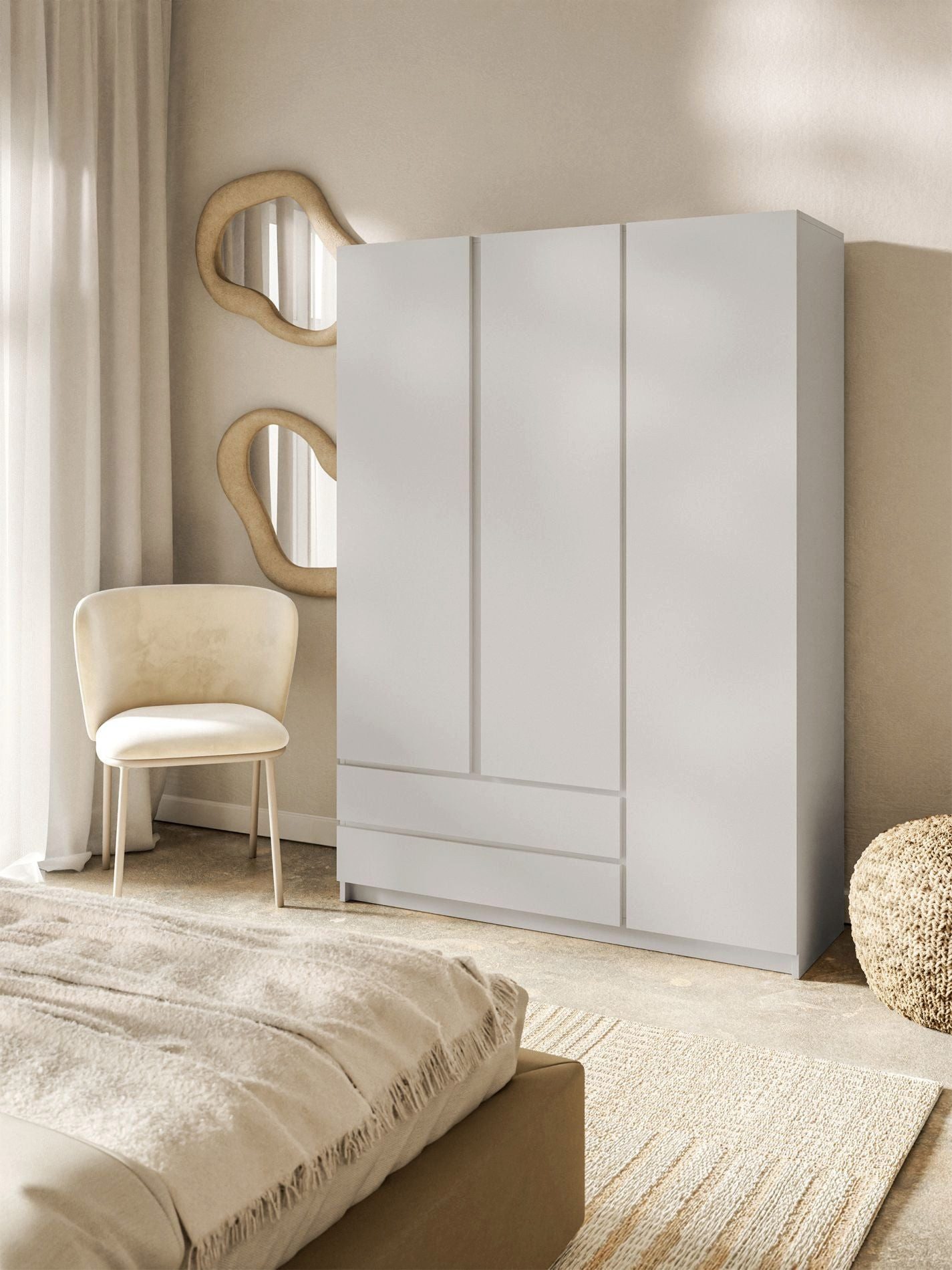 Selsey Kleiderschrank BEMMI mit Fächer, Kleiderstange und 2 Schubladen, Kaschmirgrau