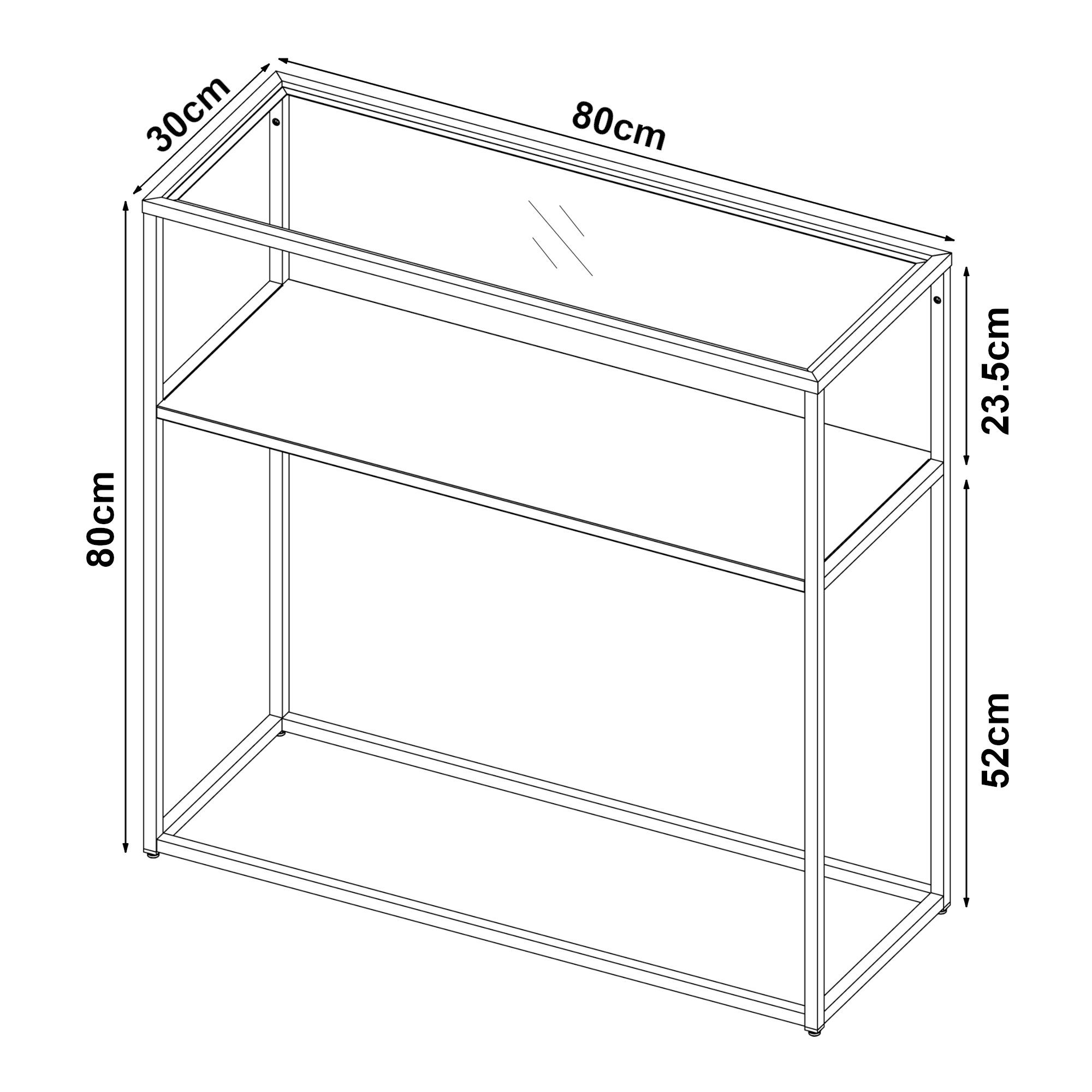 80x80x30 Konsolentisch, Weiß Flurtisch | transparent aus | transparent weiß »Kuhmo« Glas cm en.casa