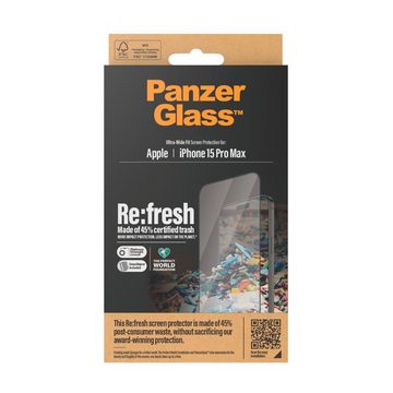 PanzerGlass Screen Protector Glass für iPhone 15 Pro Max, Displayschutzglas, Ultra Wide Fit