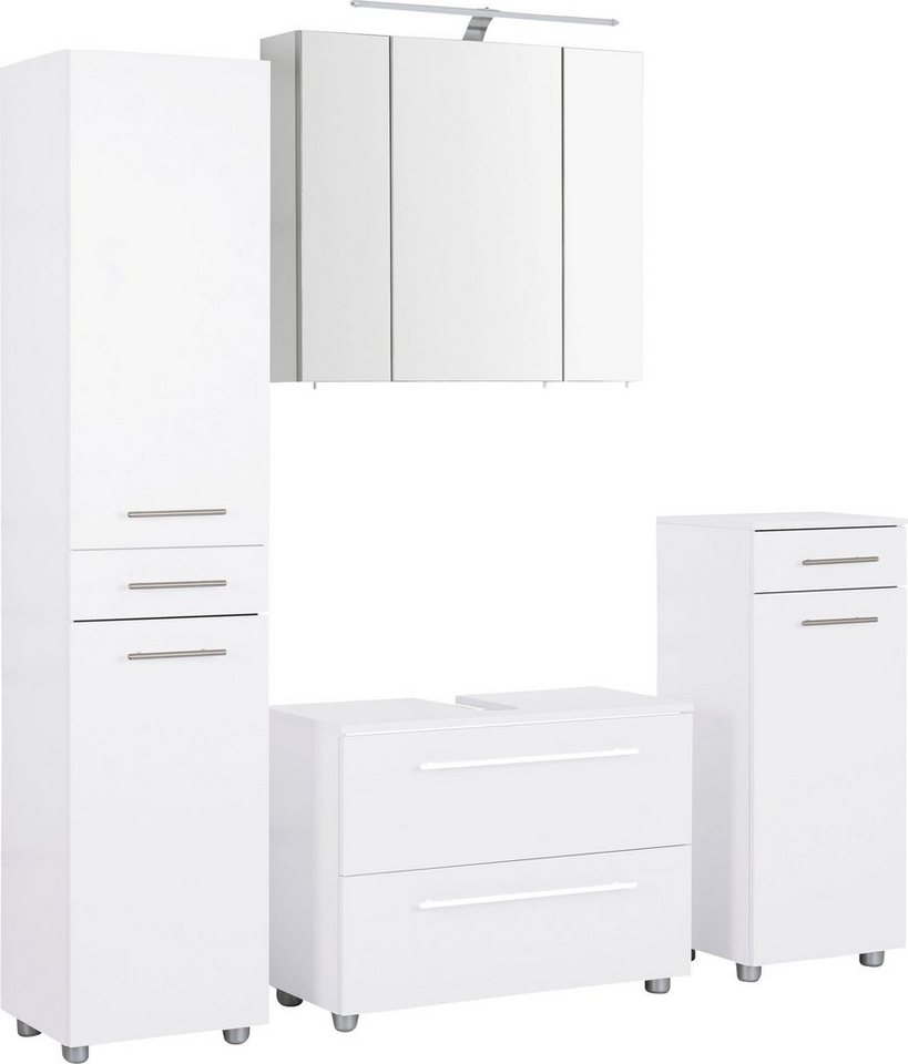 OPTIFIT Badmöbel-Set Bern, (4-St), Spiegelschrank, Waschbeckenunterschrank,  Unterschrank, Hochschrank
