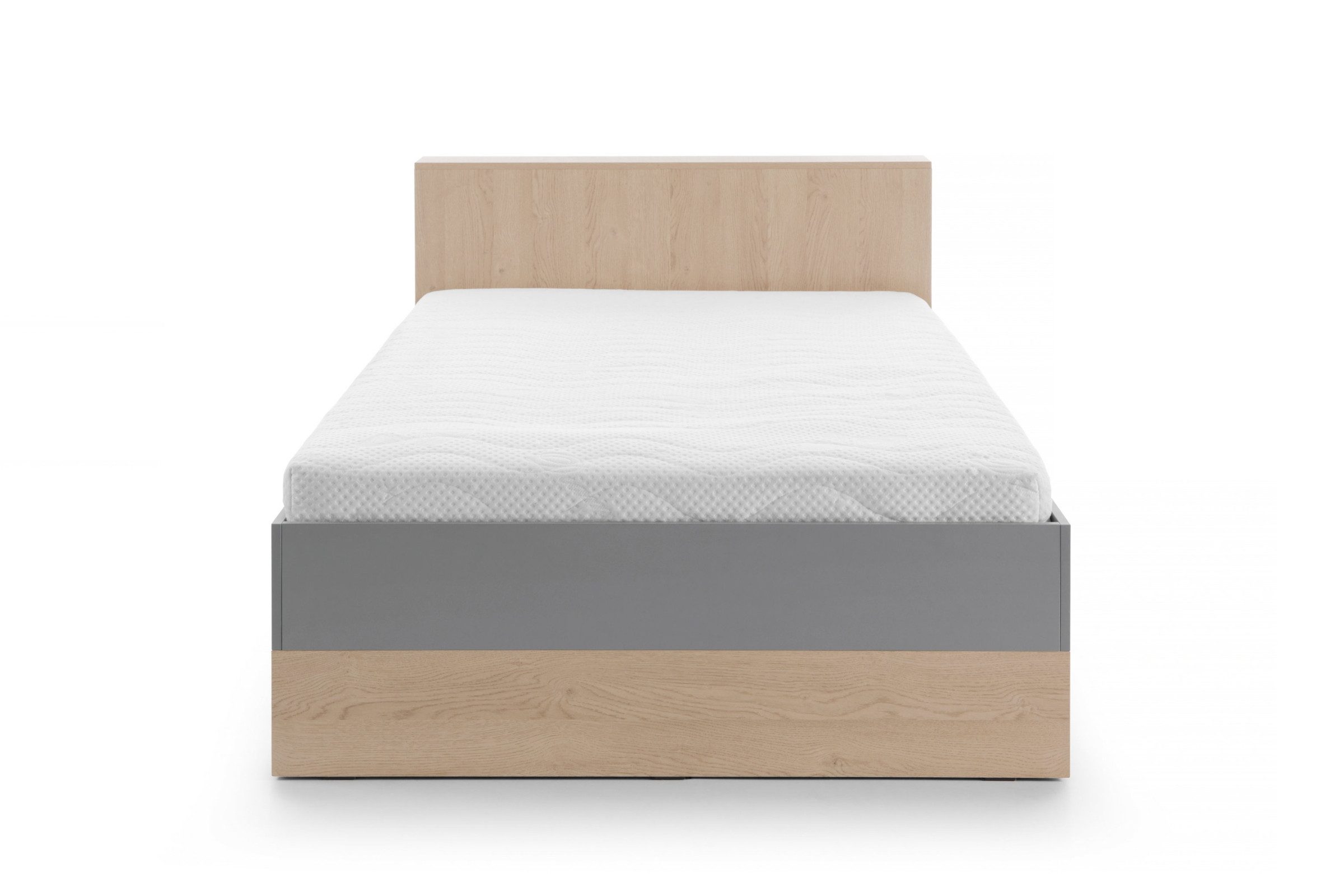 Deine Möbel 24 Jugendbett OLAF 06 120x200 Kinderbett Einzelbett Bett (Set, 3-tlg., mit Schublade Stauraum), OLAF Kollektion Kinderzimmer Jugendzimmer Grau Eiche