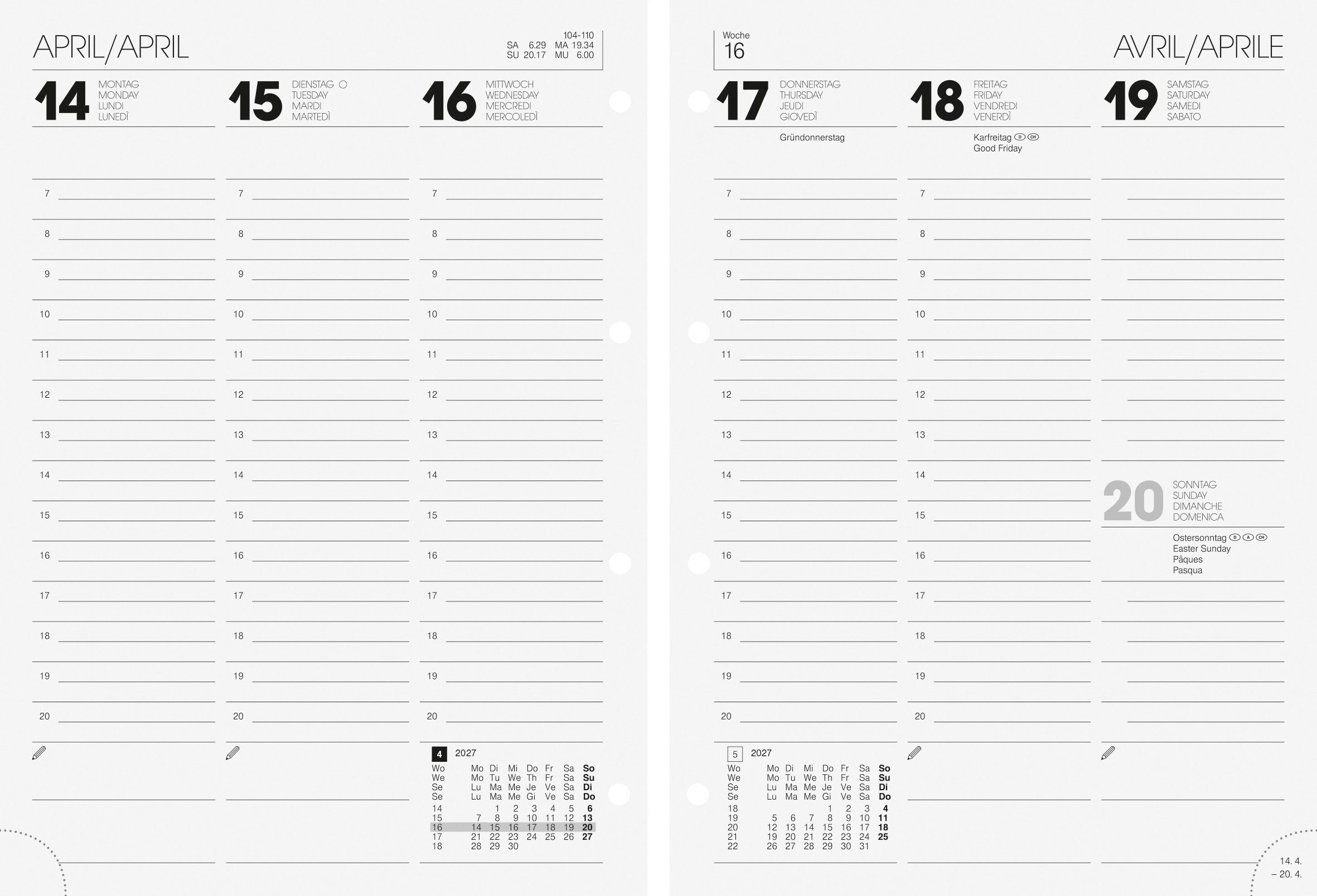 BRUNNEN Buchkalender 2027 BRUNNEN Buchkalender A5 Einlage Ringbuch