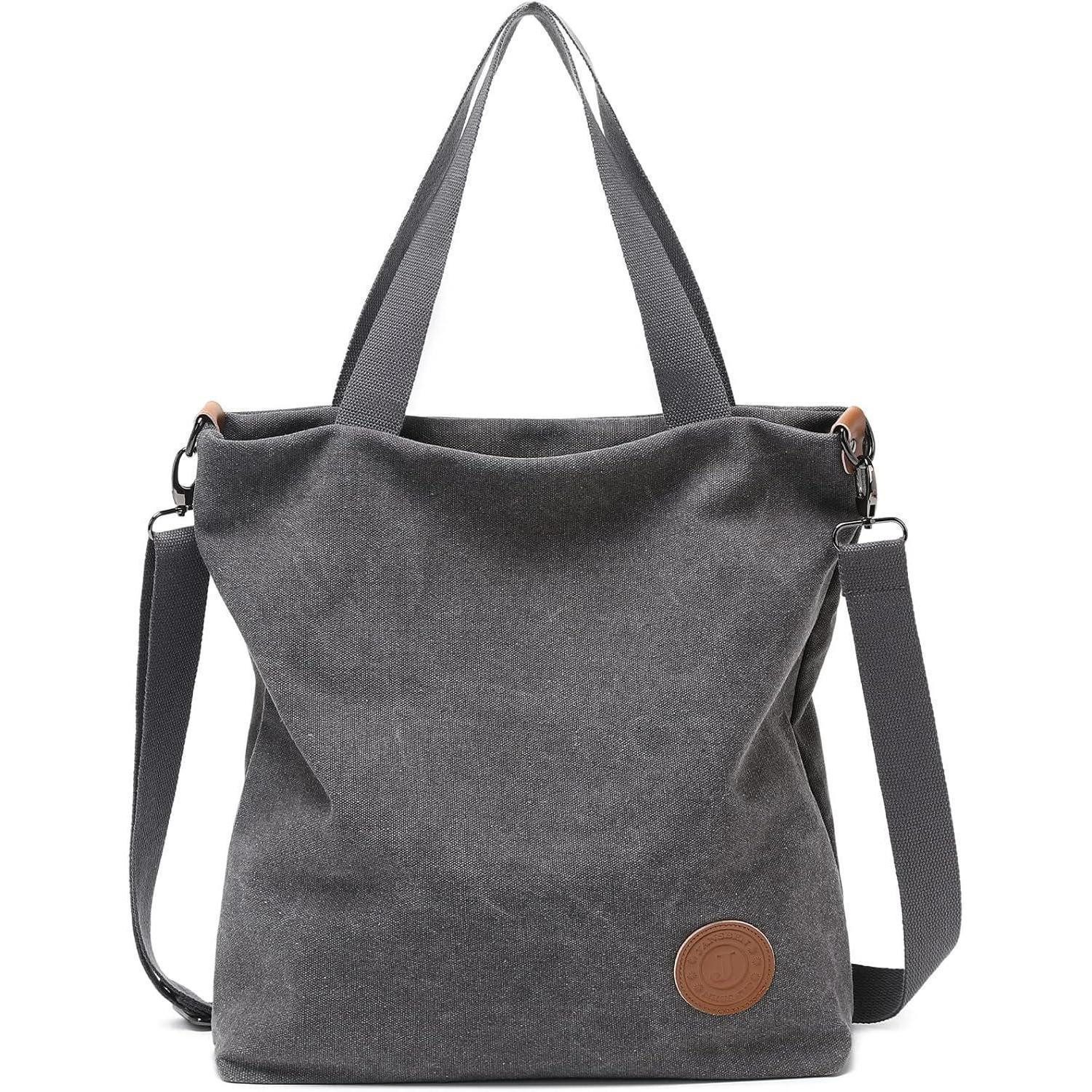 LuxusKollektion Handtasche Damen Canvas Handtasche Schultertasche Umhängetasche Grau 30x40x12cm
