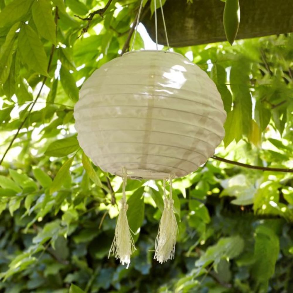 Lights4fun LED Laterne 20cm Lucena Solar Lampion crème
