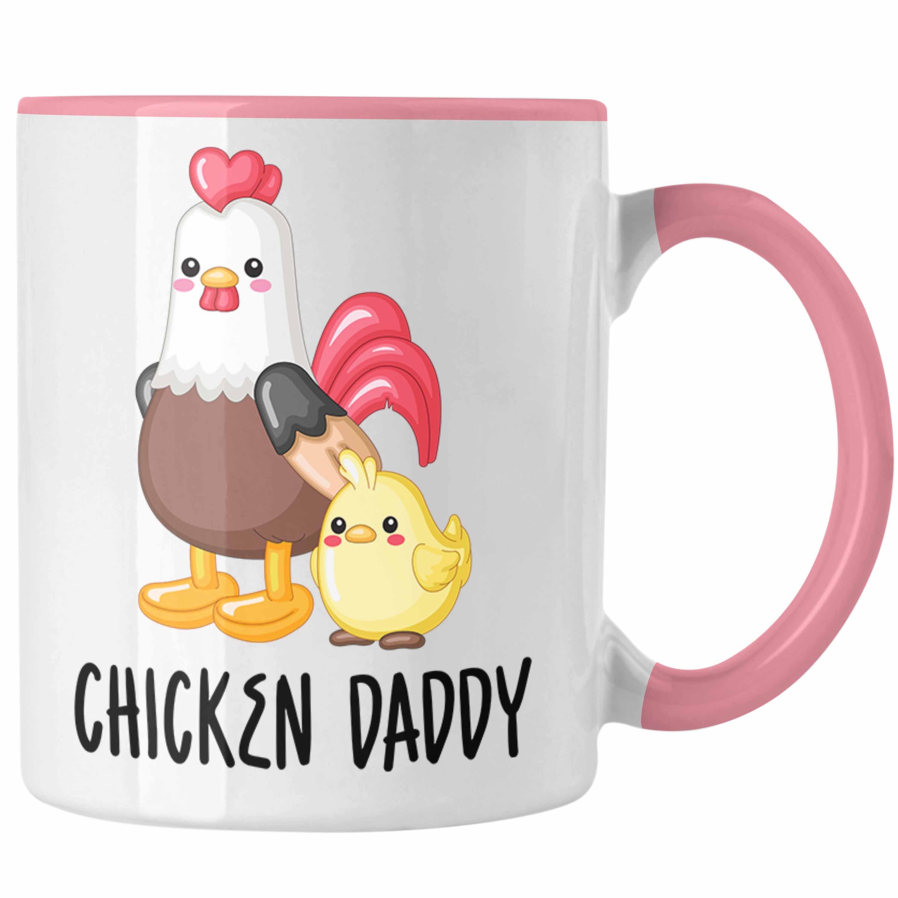 Trendation Tasse "Chicken Daddy" Tasse Lustiges Geschenk für Bauer Landwirt Rosa