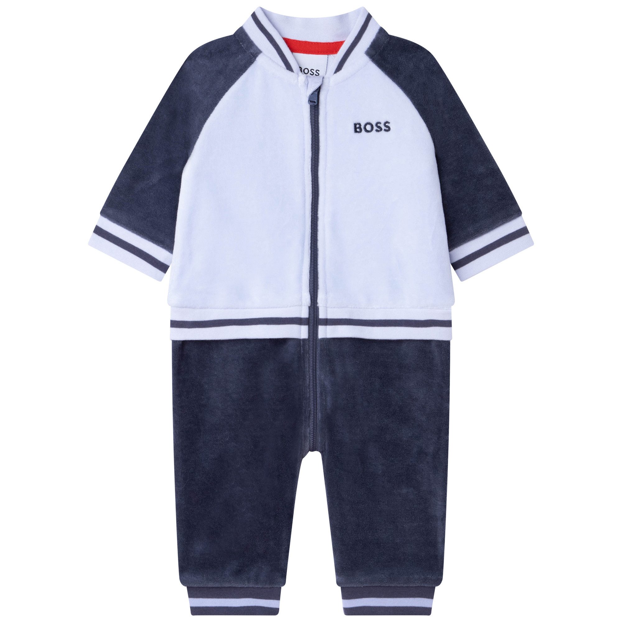 BOSS Jogginganzug BOSS Baby Jogginganzug Overall hellblau Samt mit Logo 6-18 Monate