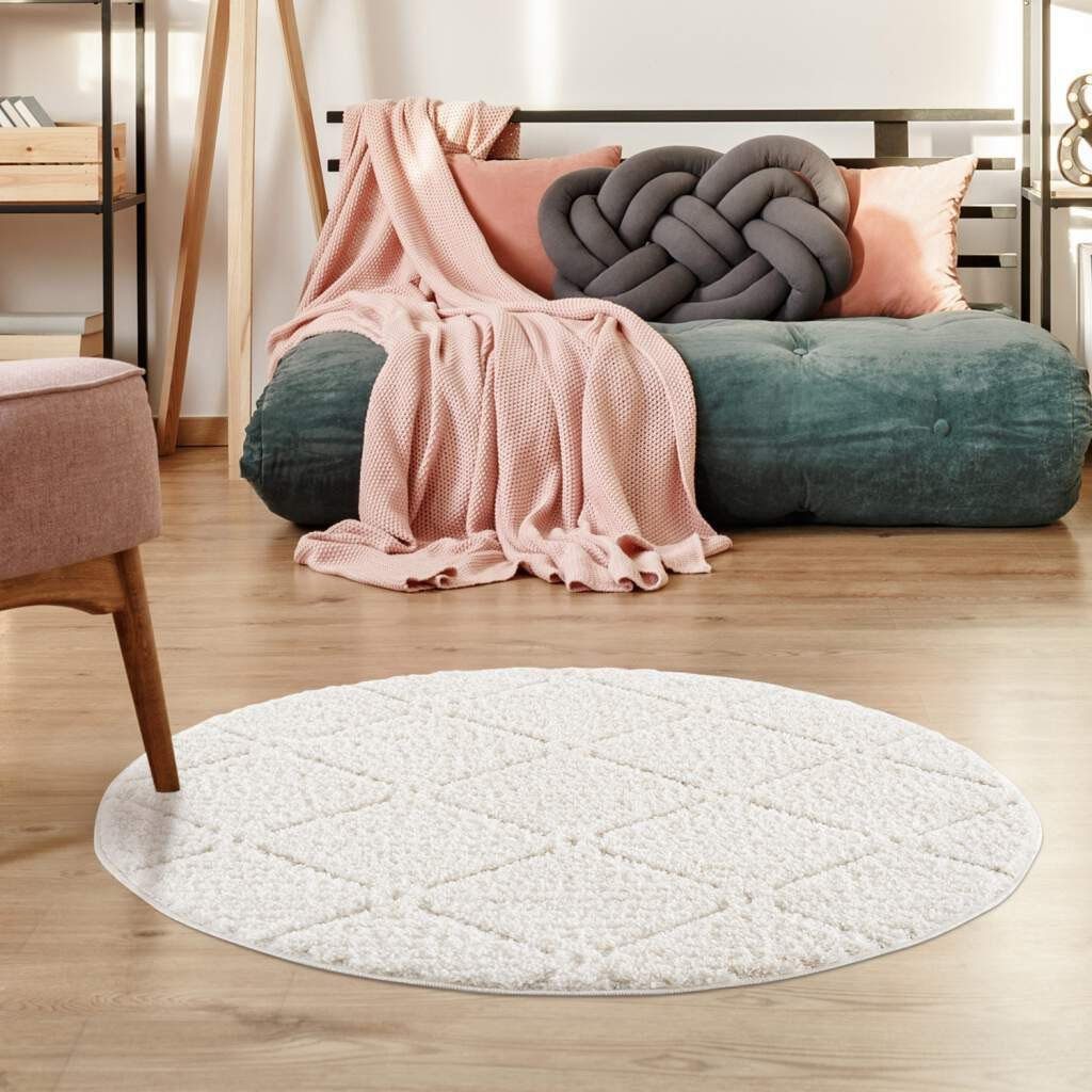 Carpet Höhe: Hochflor-Teppich Uni-Farben, mm, Focus 3D-Effekt weich, 2997, besonders 20 rund, City, Rauten-Optik,