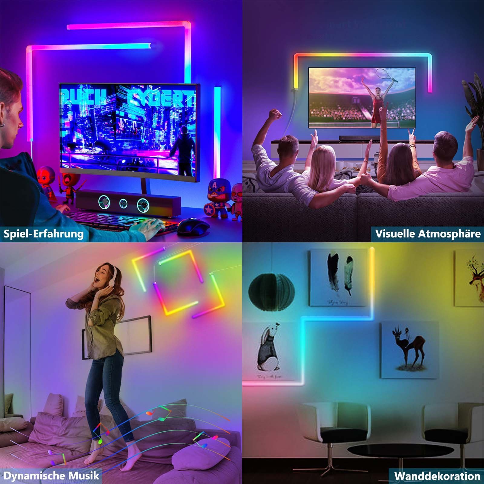 Musiksyn, Smart, für App Fernbedienung, Wandleuchte LED-Lichtleisten RGB, Bluetooth, und Schlafzimmer Rosnek RGB, LED Ambiente-Wandleuchten, Spielzimmer,