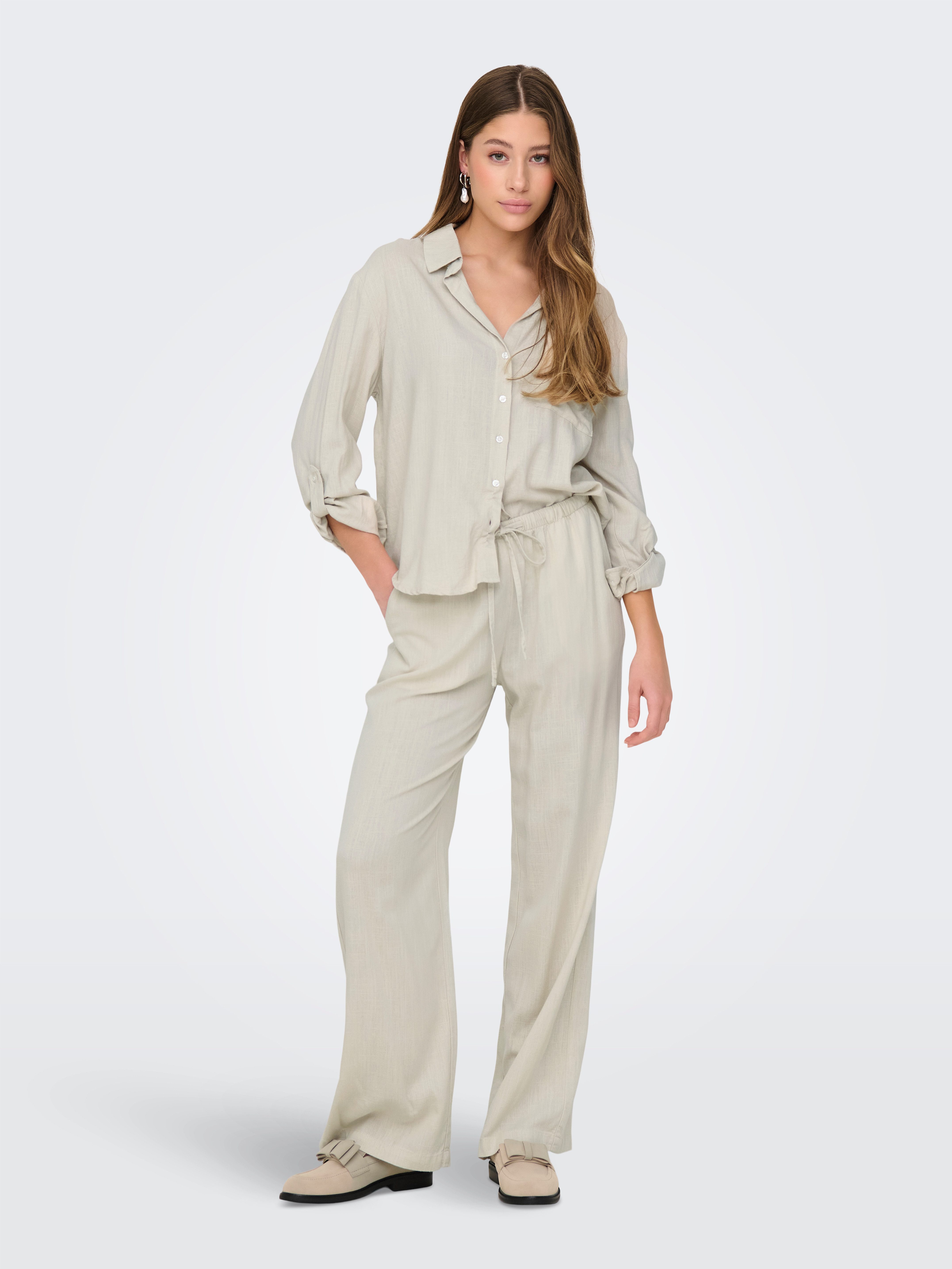JDY Schlupfhose JDYCAYA LINEN MW PANT WVN DIA Sommerhose mit Leinen