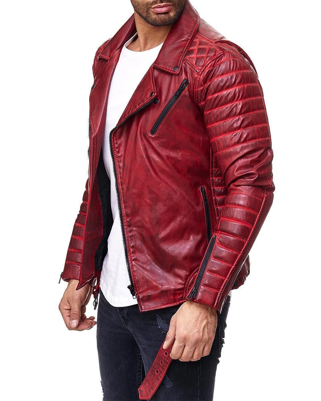 Lederjacke RS Herren Jacke RS001 bordeaux