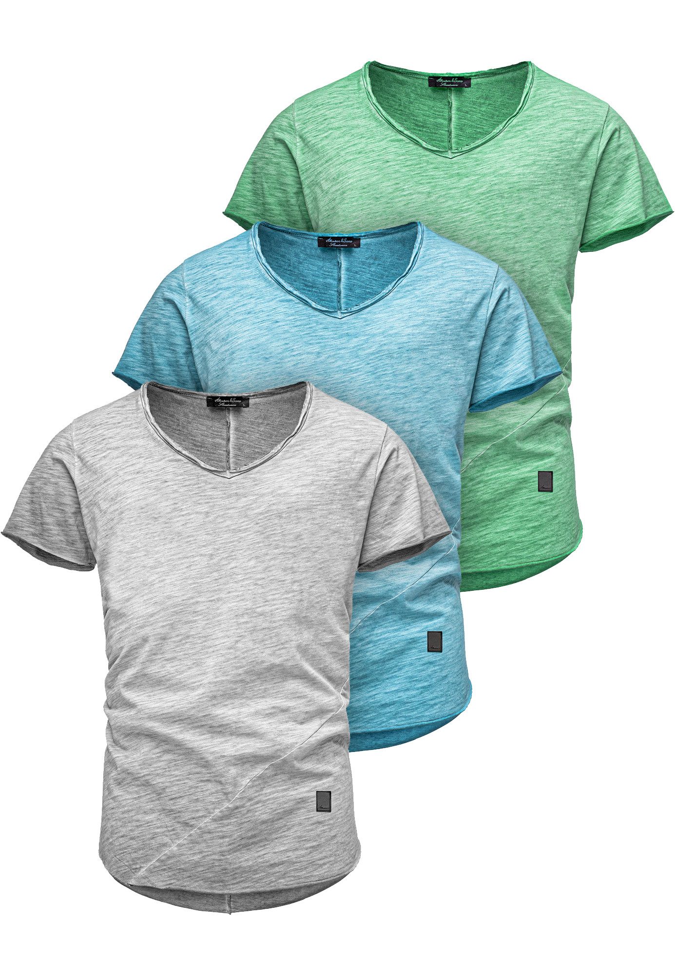 Amaci&Sons T-Shirt 3. SAN FRANCISCO T-Shirts 3er-Pack (3er-Pack) Herren Basic Oversize T-Shirt mit V-Ausschnitt