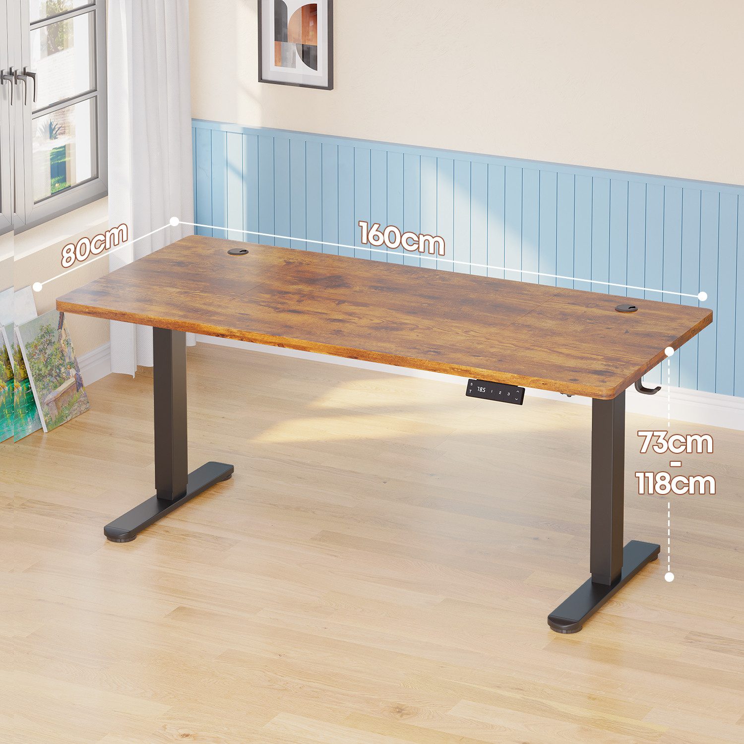 HOMALL Schreibtisch Höhenverstellbarer Schreibtisch mit 3 Höhen-Speicherfunktionen (Mehrere GrdBen 120/140/160/180/200 cm mit 1 USB-Ladanschlus Tischplate mit einerTiefe von 80 cm Der Tisch besteht aus ver Tischplaten)