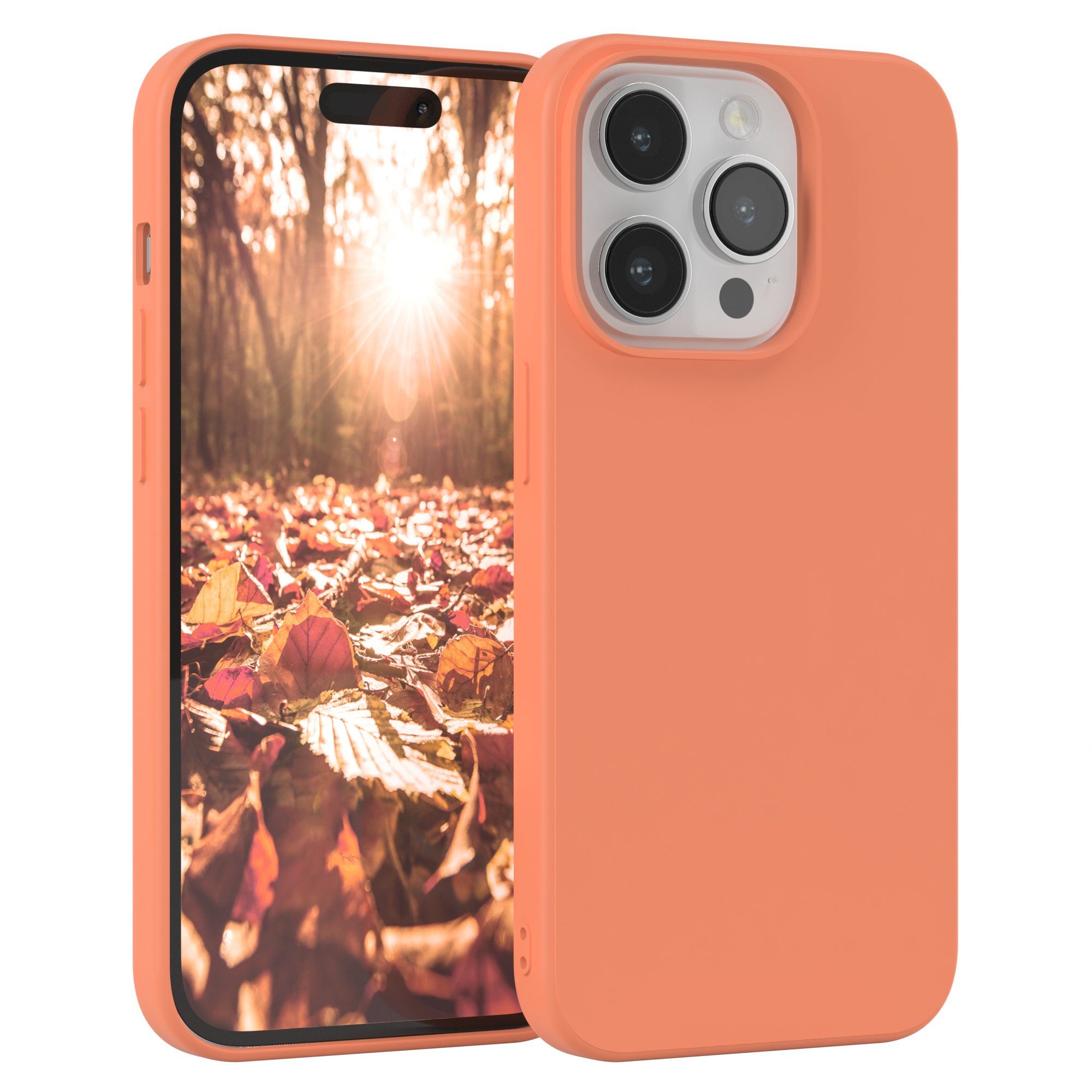 EAZY CASE Handyhülle für Apple iPhone 14 Pro Hülle Silikon 6,1 Zoll, Schutzhülle mit Kameraschutz telefonhülle elastisch bumper tpu Orange