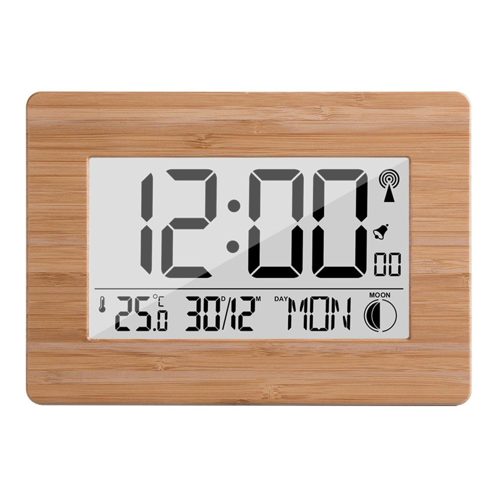 GelldG Digitaluhr Funkuhr, Digitale Uhr mit DCF Zeitsignal, LCD-Display,  Thermometer