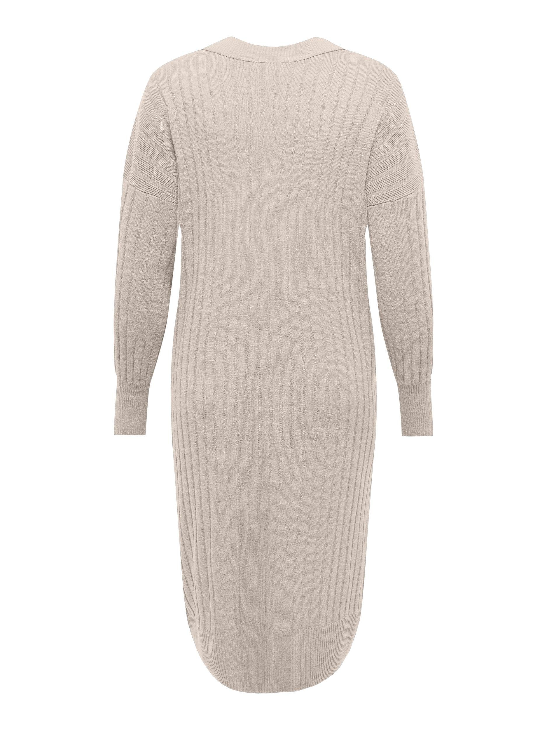 ONLY CARMAKOMA DRESS KNT Pumice Stone L/S NOOS V MIDI Strickkleid TESSA CARNEW