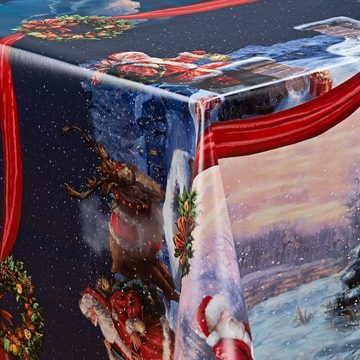 laro Tischdecke Wachstuch-Tischdecken Abwaschbar Weihnachtsmann Nordpol rechteckig