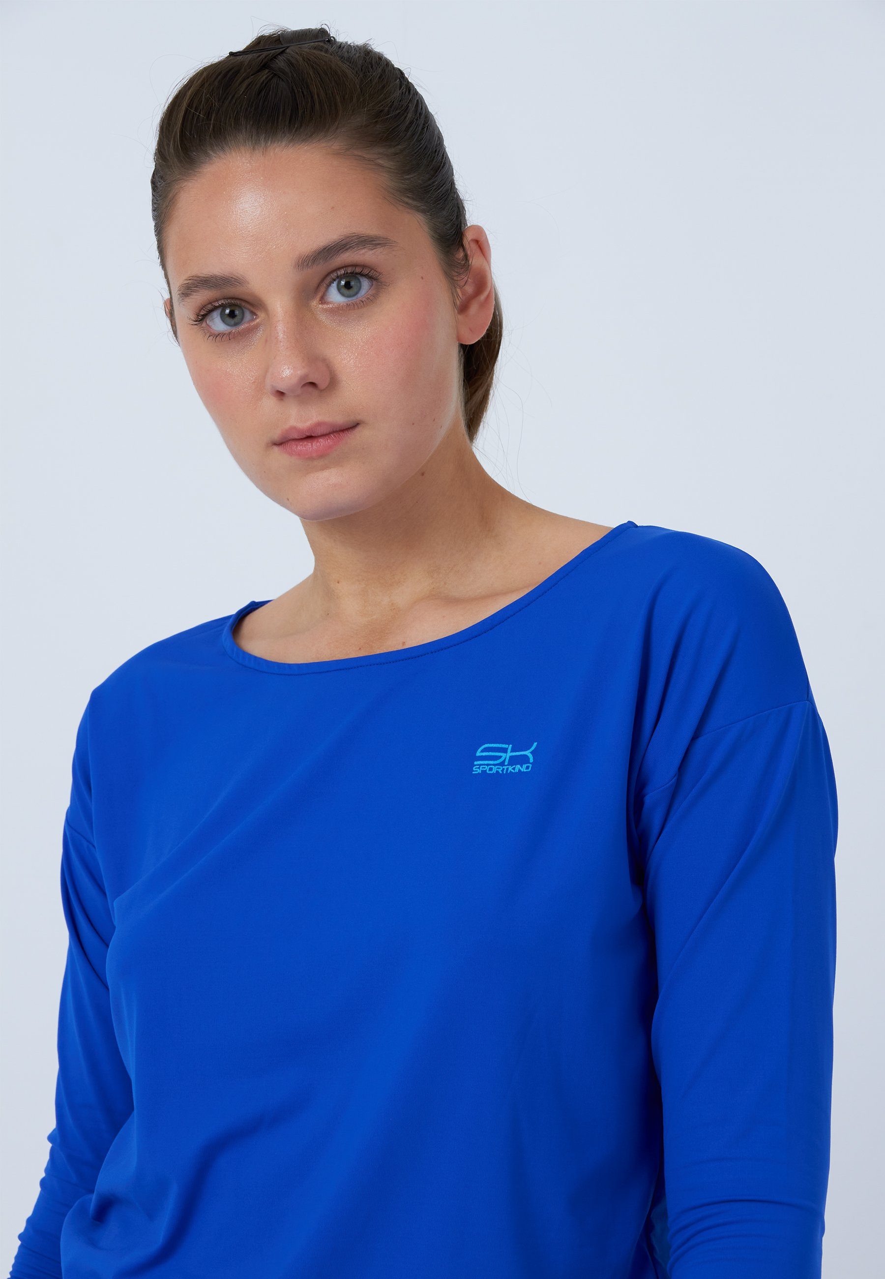 Mädchen & Funktionsshirt Damen Fit SPORTKIND Loose Tennis Shirt 3/4 kobaltblau