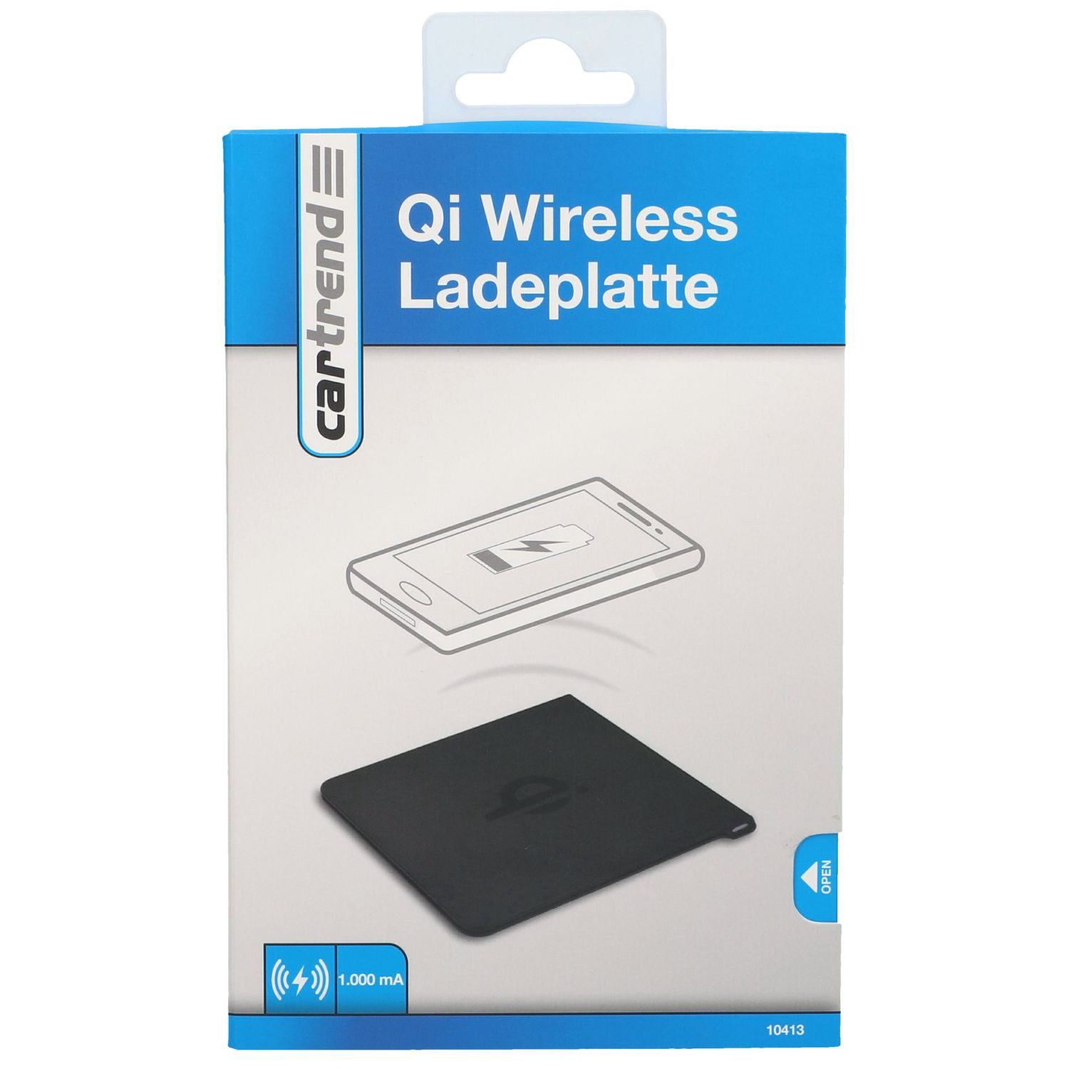 Cartrend Wireless Charger QI Ladegerät Schwarz Smartphone-Ladegerät (Kabellos Induktive Ladestation flache Ladeplatte mit Ladekabel)