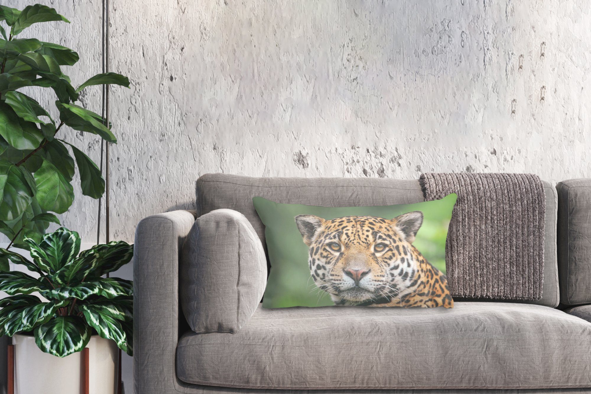 Dekokissen Natur Gefleckt, Dekoration, - - Zierkissen, Schlafzimmer MuchoWow Wohzimmer Füllung, mit Dekokissen Leopard