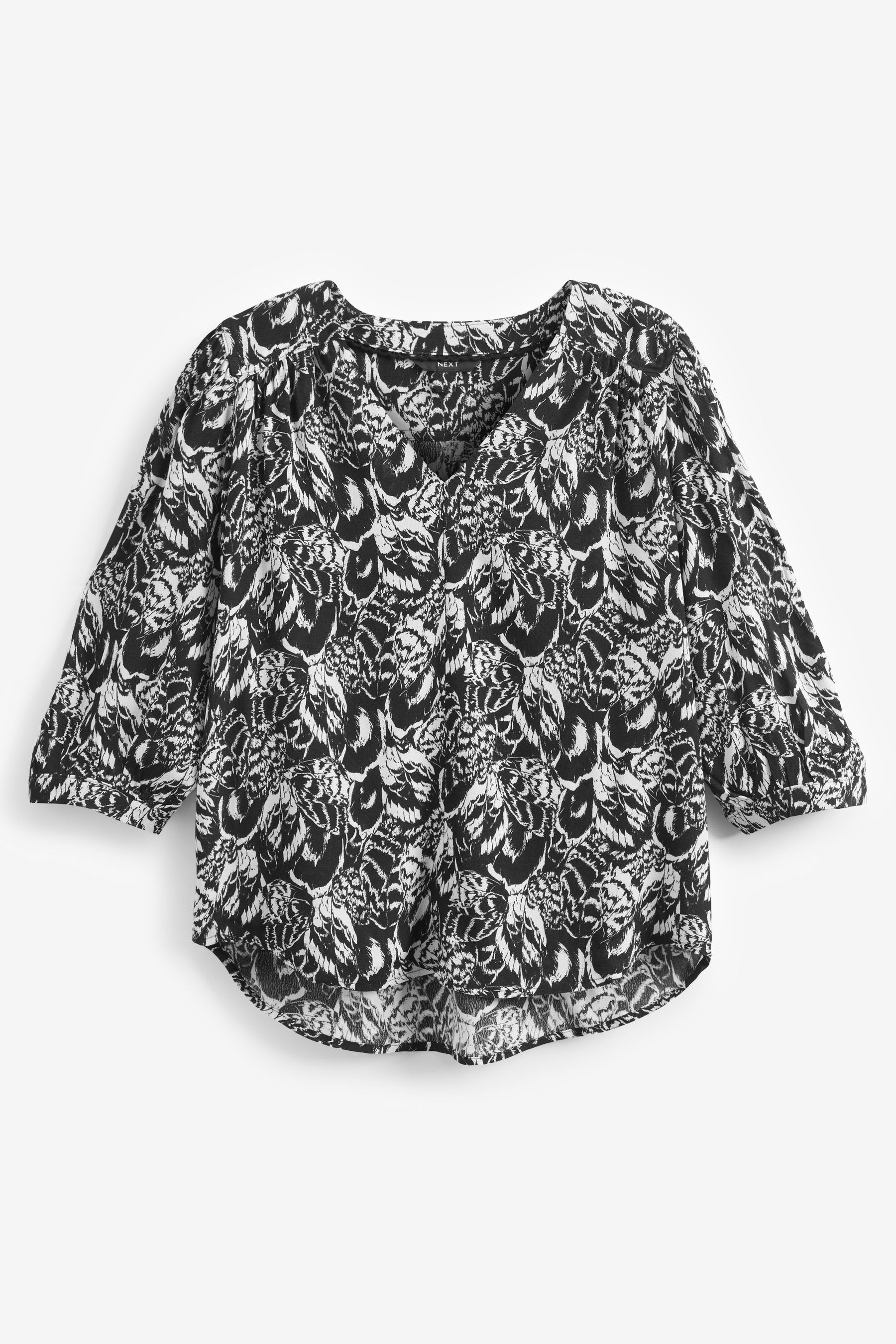 Next Blusenshirt Oberteil mit V-Ausschnitt und 3/4-Ärmeln (1-tlg)