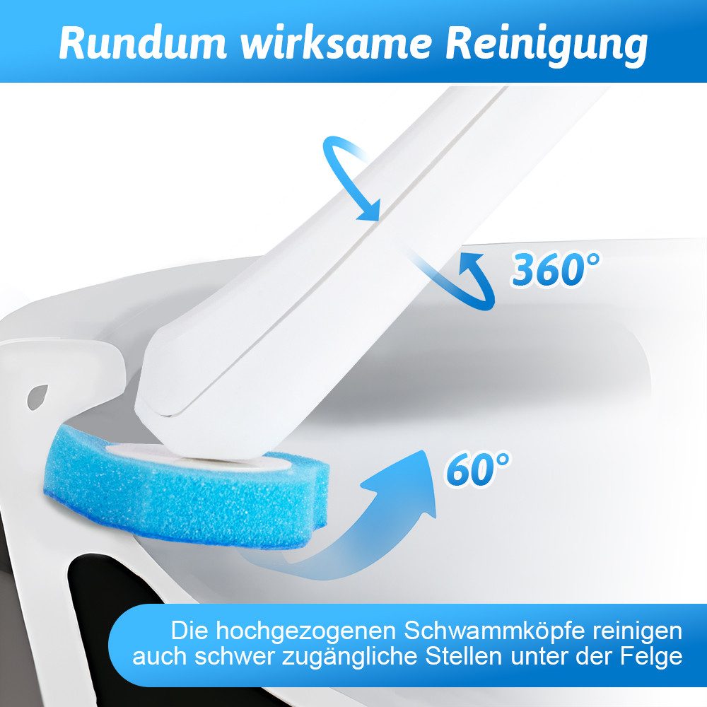 HUGERSTONE WC-Reinigungsbürste Einweg Toilettenbürste, Klobürste mit Verlängertem Griff und Halter, (41-tlg., WC-Reinigungssystem mit 40 Stück Reiniger Nachfüllungen), Geeignet für Badezimmer, Badewanne, Alle Glatten Oberflächen im Bad