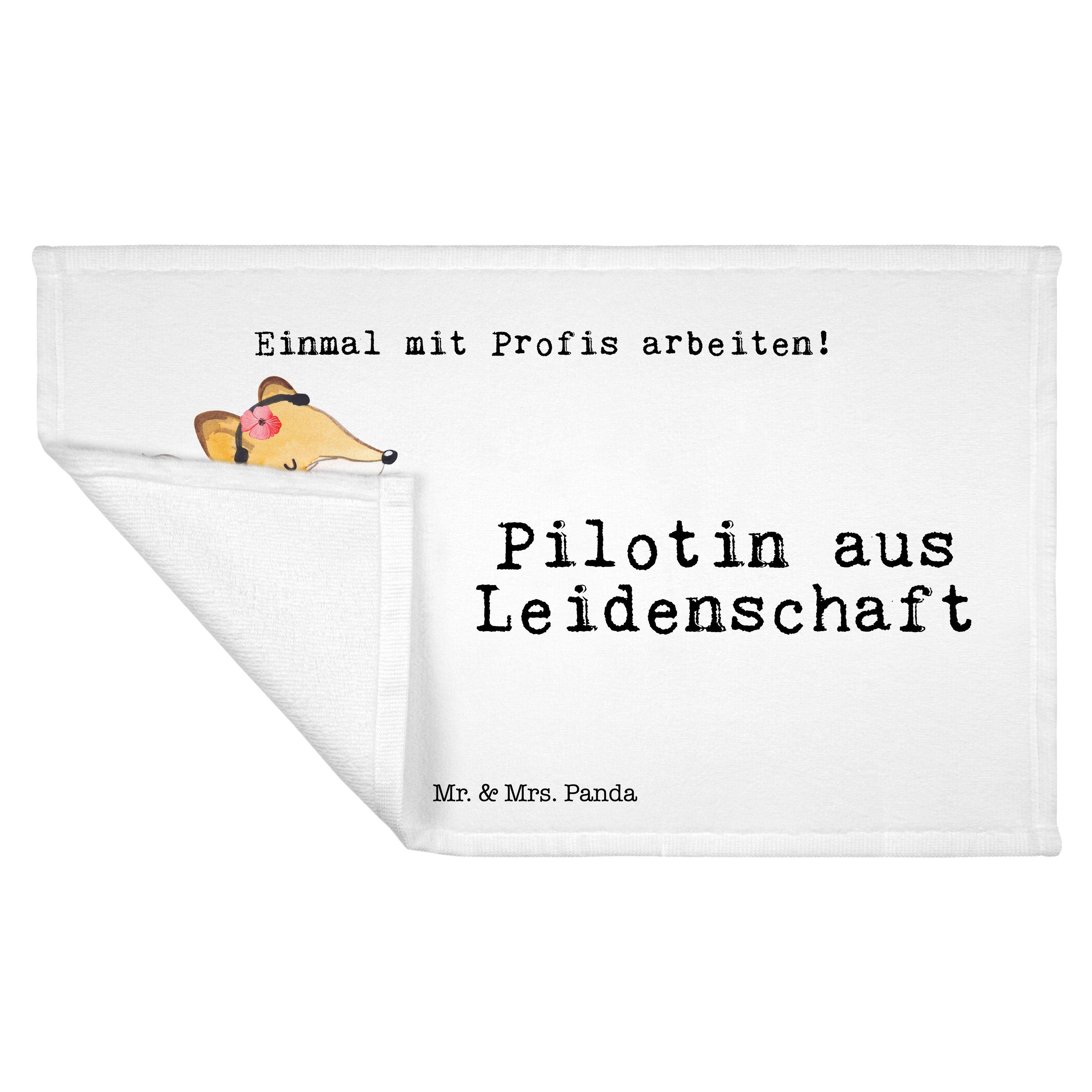 Mrs. (1-St) Handtuch Leidenschaft - Pilotin & - Mr. Panda Geschenk, aus Sport Cockpit, Handtuch, Weiß