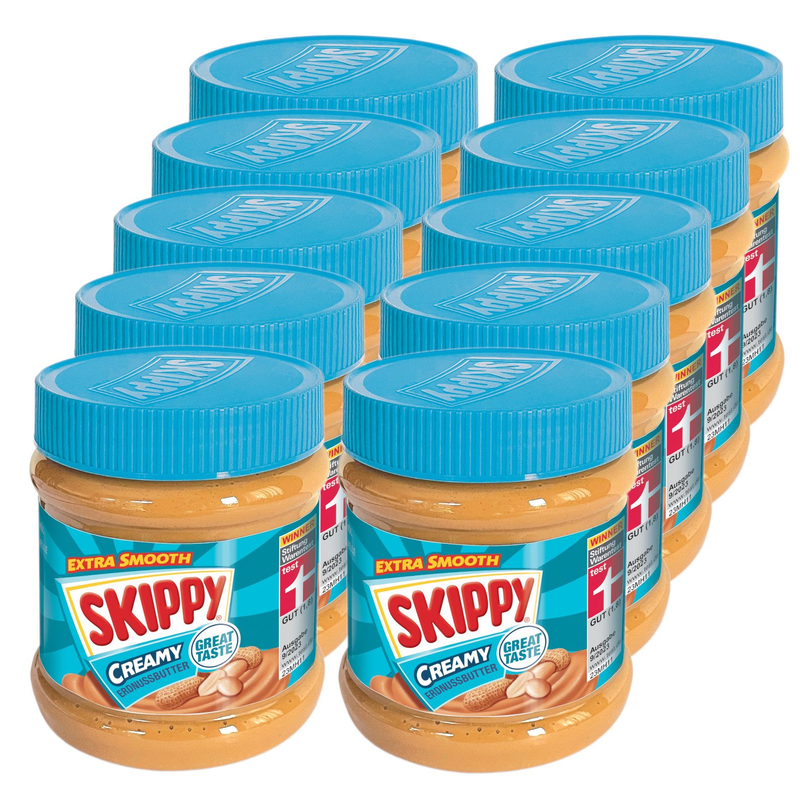 Skippy Nussaufstrich 10 x 340g Erdnussbutter "Creamy" Peanut Butter Extra Smooth, 10 x 340 g, Ohne künstliche Aromen, Ohne künstliche Farbsoffe