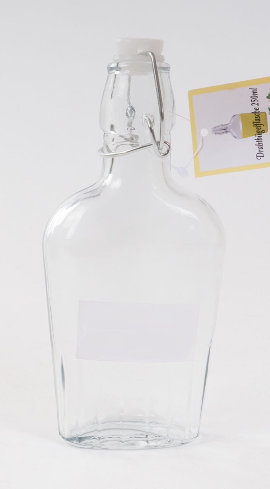 BURI Trinkflasche Glas-Bügelflasche 250ml Glasflasche Drahtbügelflasche Flachmann Likör