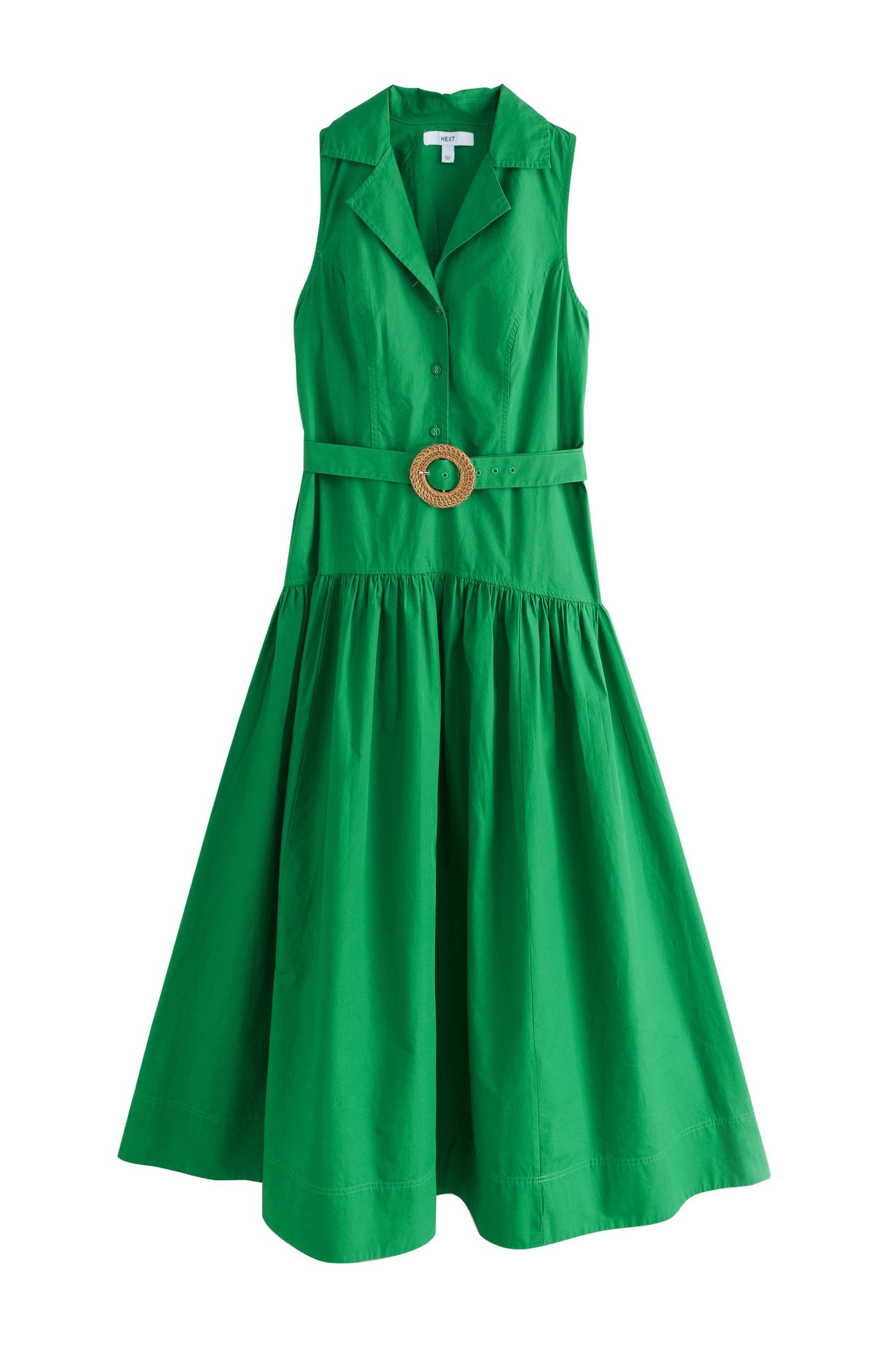 Maxikleid Ärmelloses Hemdblusen-Midikleid mit Gürtel