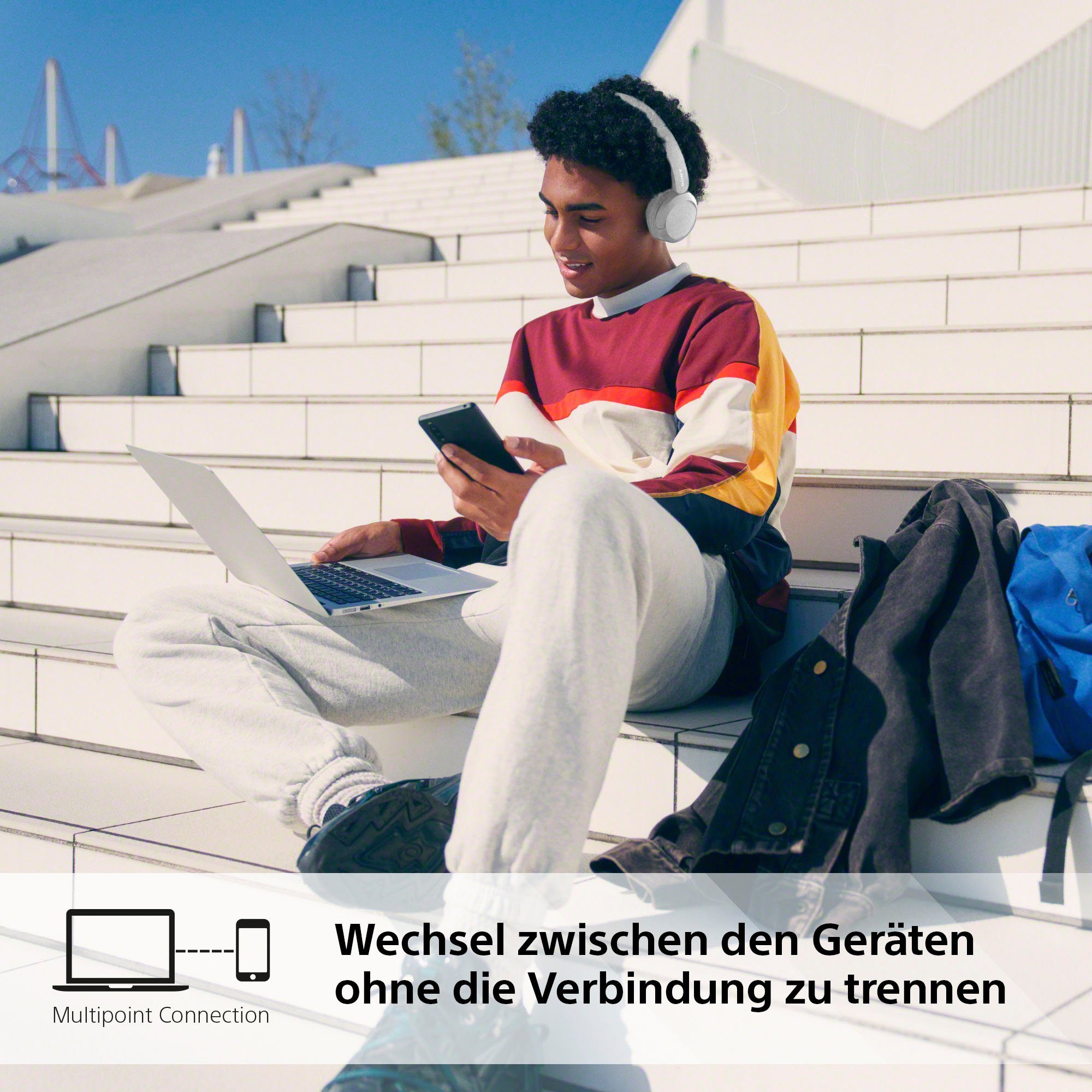 50 Google (Freisprechfunktion, Assistant, Sony Akkulaufzeit) WHCH520 Std. Weiß On-Ear-Kopfhörer Siri, Rauschunterdrückung, Bluetooth,