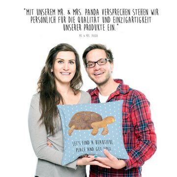 Mr. & Mrs. Panda Dekokissen Schildkröte marschiert - Blau Pastell - Geschenk, Motivkissen, Meeres