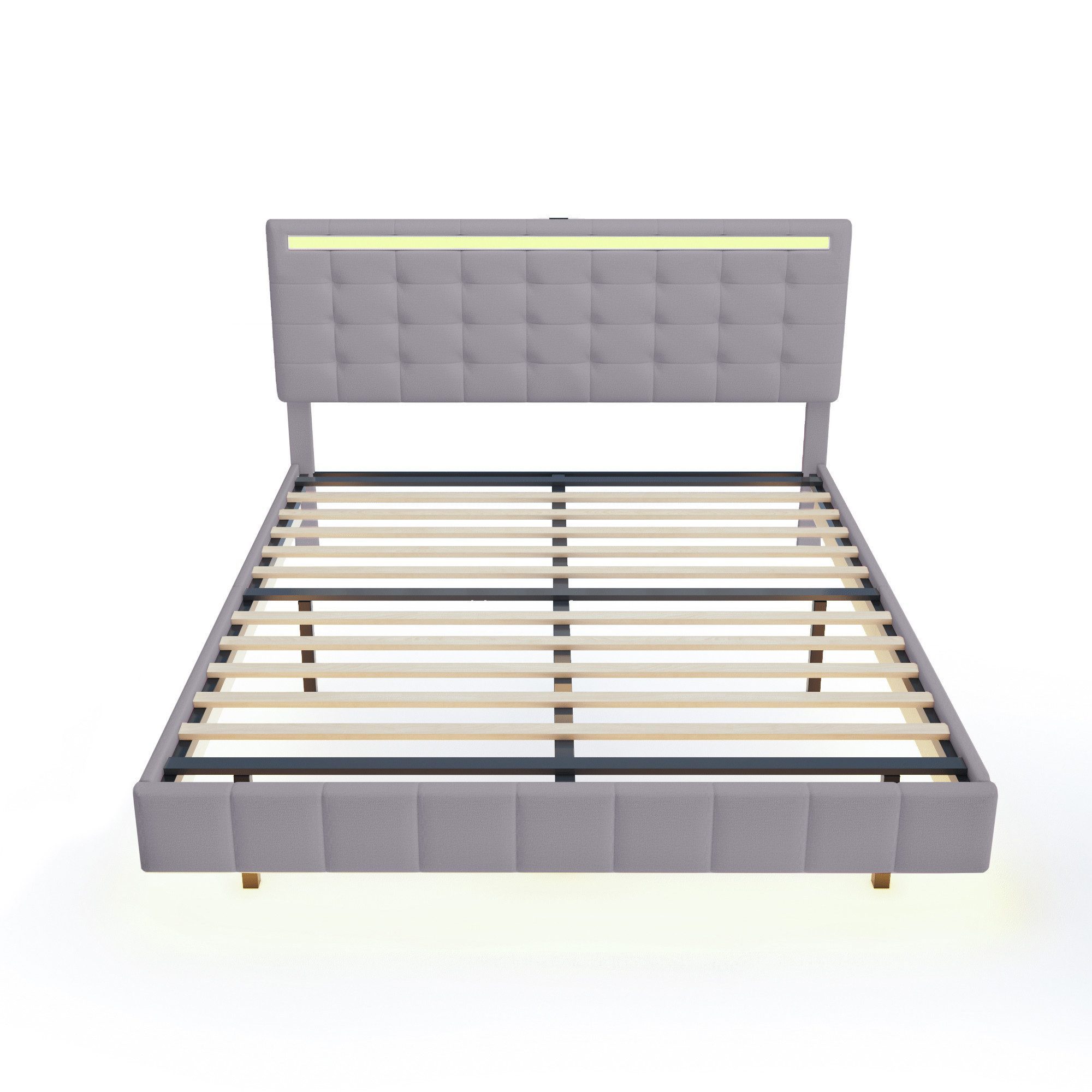 Polsterbett Doppelbett 140/160x200,gepolsterter Schwebebettrahmen Kopfteildesign