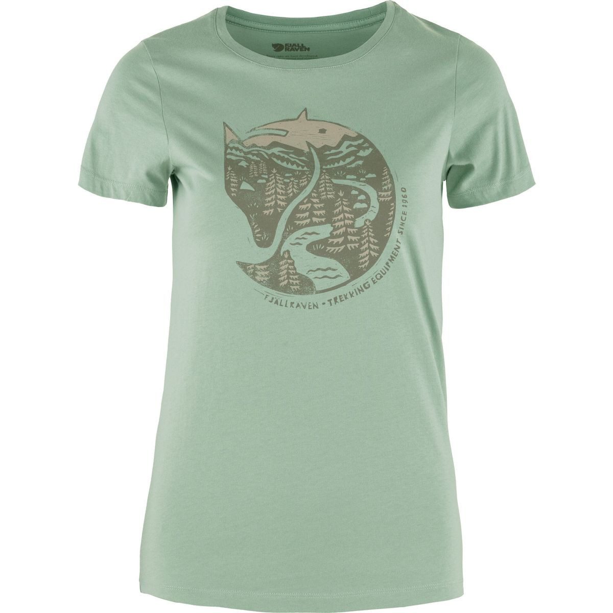 Fjällräven Kurzarmshirt Arctic Fox T-shirt W Bequemes Damen-T-Shirt aus Bio-Baumwolle mit Polarfuchs-Print