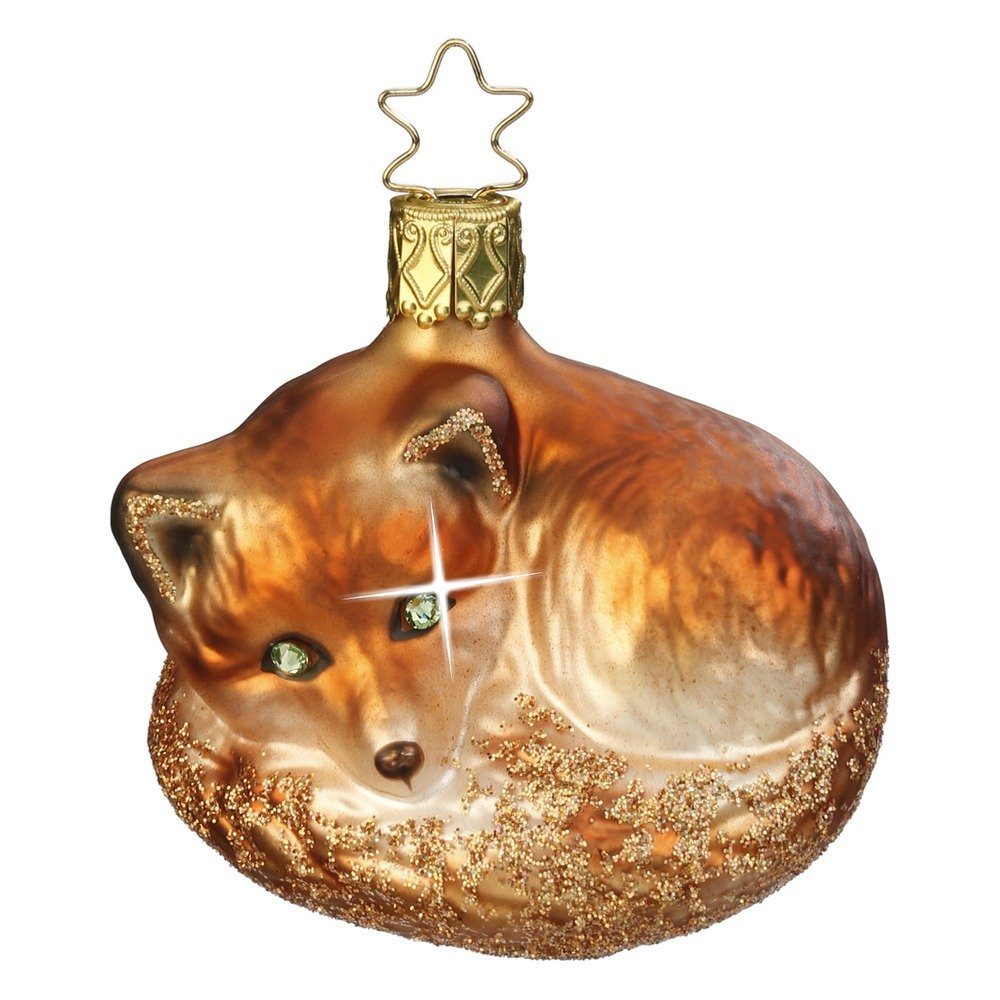 Glas Braun Anhänger Christbaumschmuck, Christbaumschmuck Orange 6,5cm INGE-GLAS® Fuchs